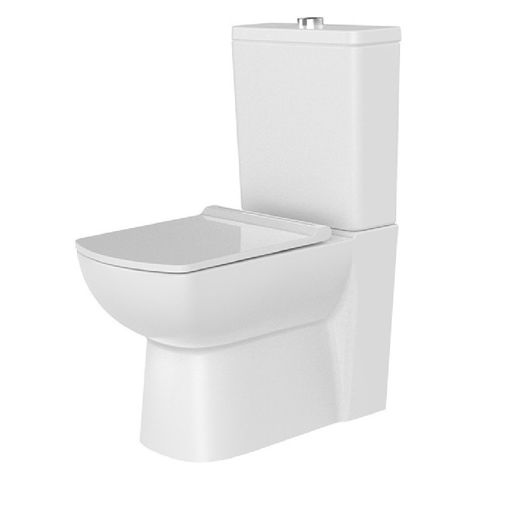 Ekershop Dusch-WC GOYA Stand Kombi Taharet Dusch WC integr. Armatur, Keramik Spülkasten, Bodenstehend, Abgang Waagerecht, Nano-Versiegelung Antibakteriell, Anti-Kalk, Taharet Kombistand WC, WC-Sitz mit Absenkautomatik und Spülkasteneinsatz