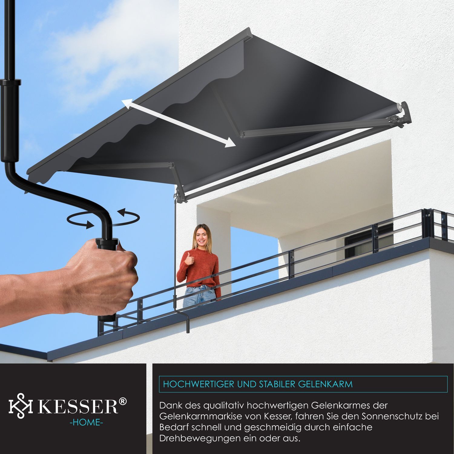 KESSER Gelenkarmmarkise Markise Sonnenschutz Gelenkmarkise Terrassenmarkise inkl Wandhalterung