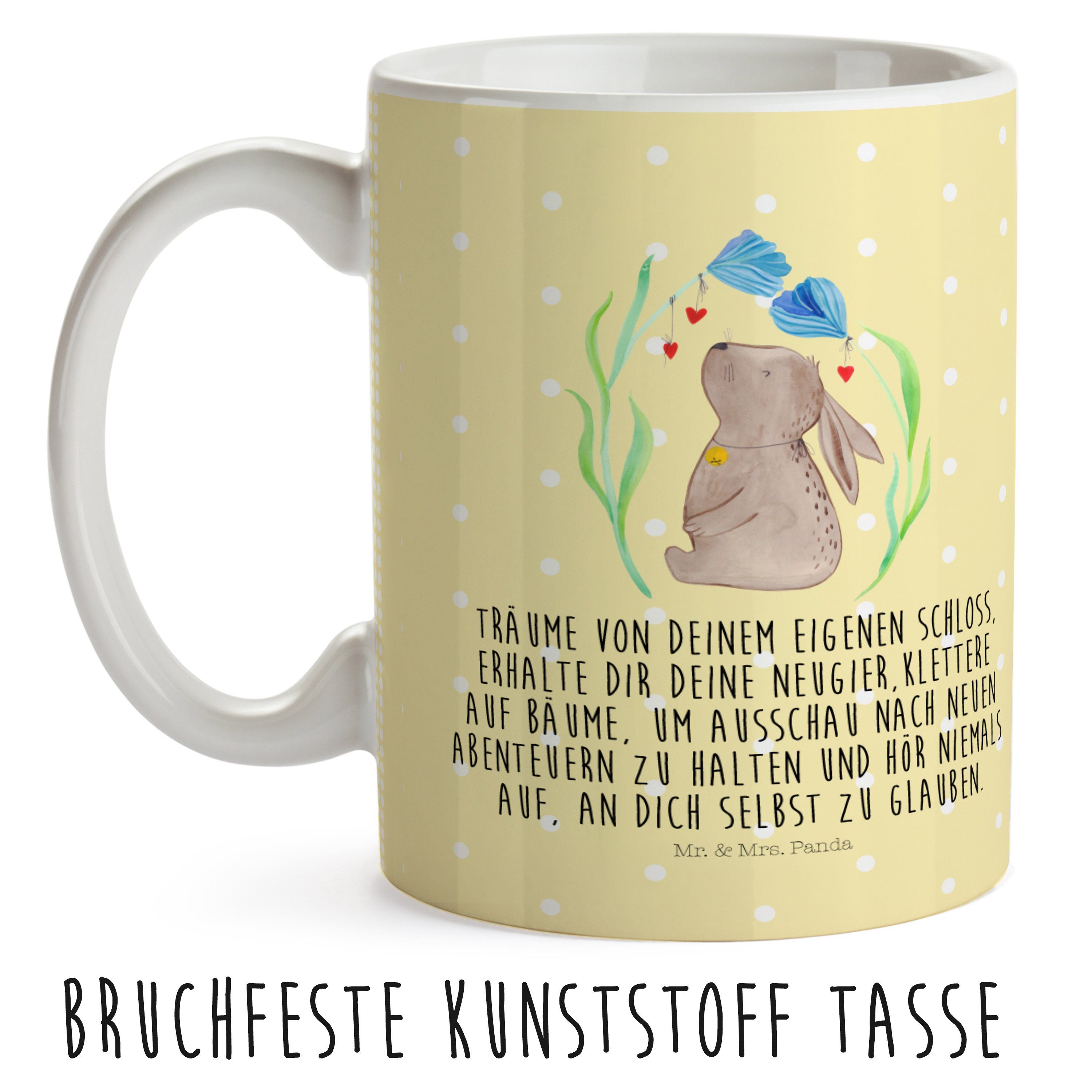 Kindergarten, Reisetasse, - Hase Blume Gelb Pastell - Kunststoff & Kinderbecher Mr. Geschenk, Panda Mrs. Kaffe,