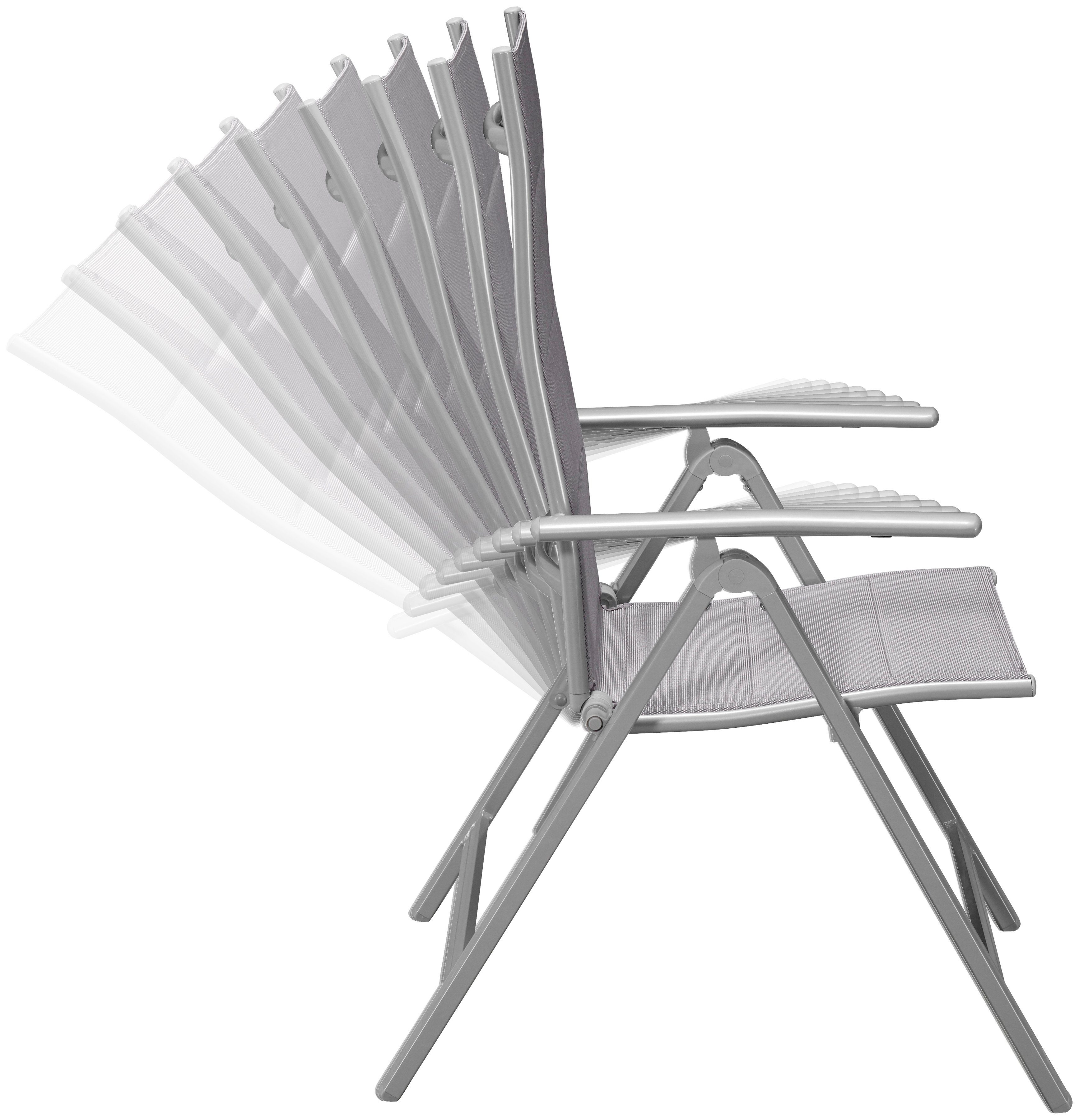 MERXX Gartenstuhl Taviano (Set, 2 St), 2er Set, Alu/Textil, verstellbar, silber – Bild 5 von 5