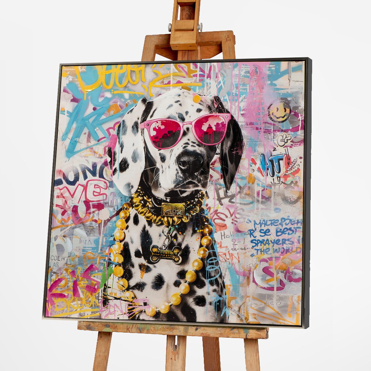 ArtUniverse Gemälde Leinwandbild Make Your Life Pink Dalmatian! 80 x 80 cm, Tiermotiv