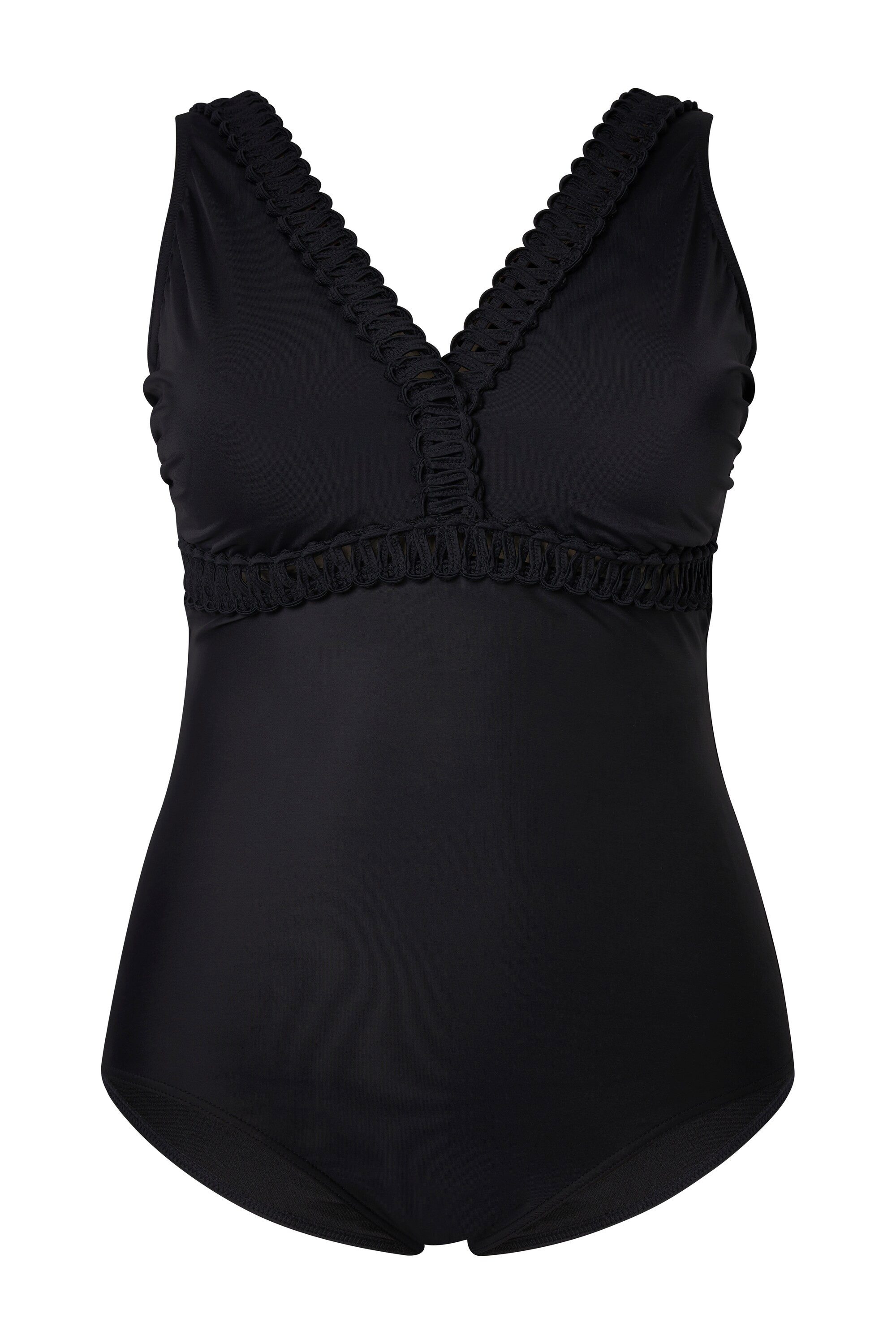 Ulla Popken Badeanzug Badeanzug Zierborten Softcups tiefer Rücken günstig online kaufen