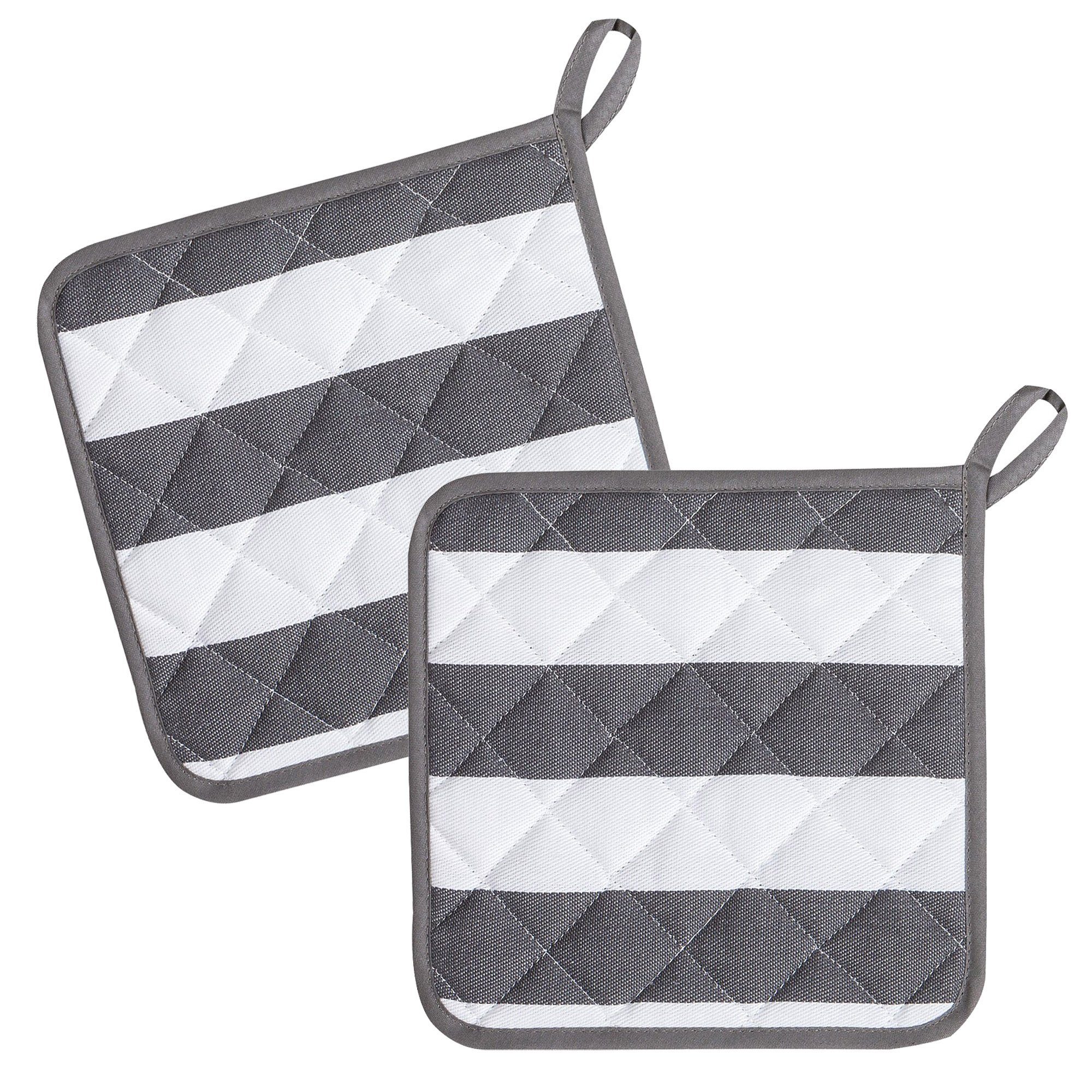 Kracht Topflappen Blockstreifen, (Set, 2-tlg., Set), 2er Set Topflappen, wattiert, ca. 22x22 cm