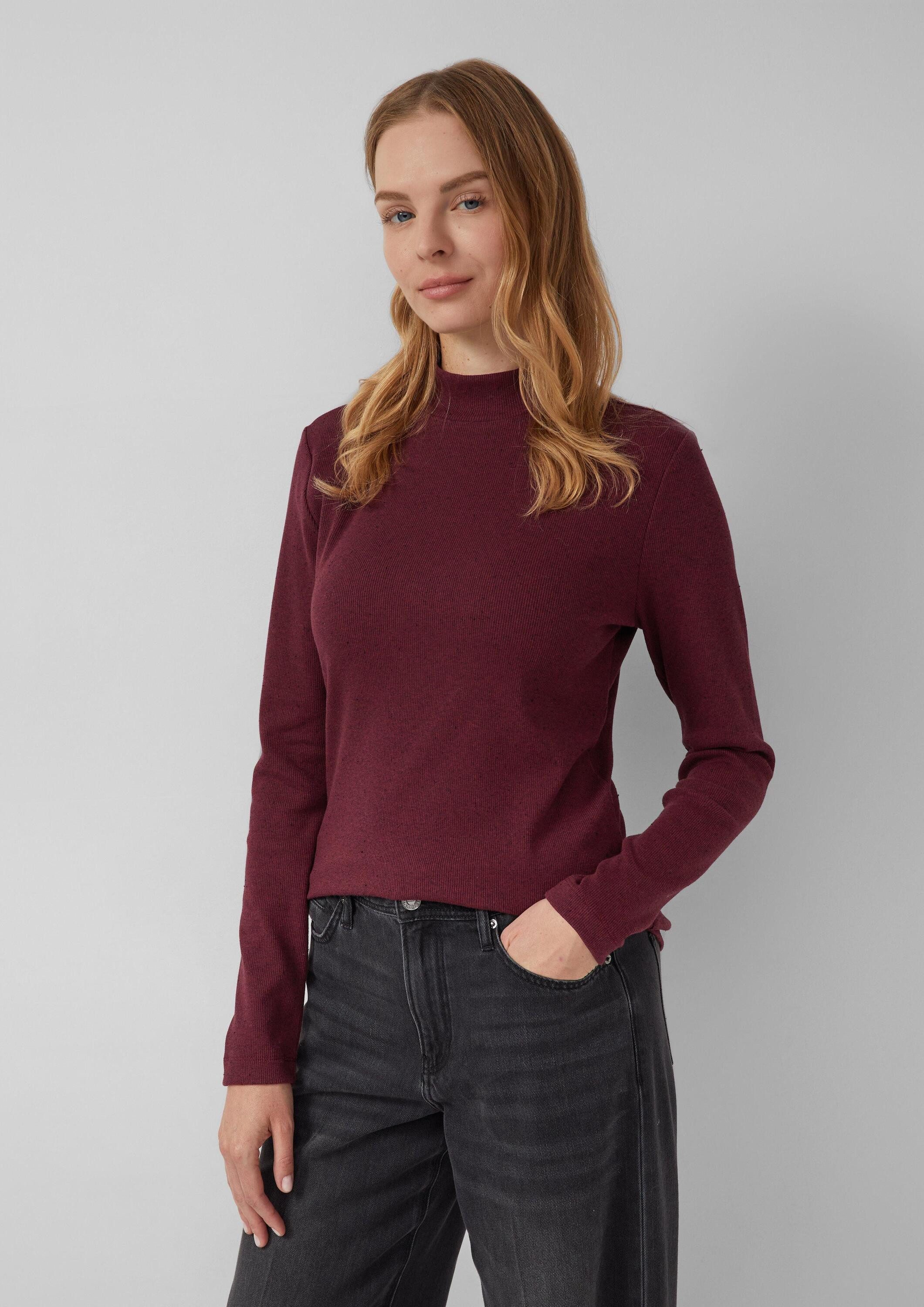 s.Oliver Langarmshirt T-Shirt Geripptes Longsleeve im Slim Fit mit Stehkrag günstig online kaufen