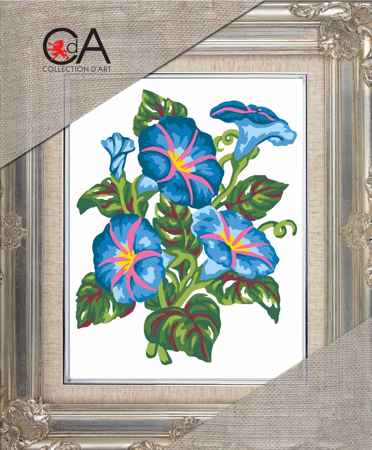 Collection D'art Kreativset CDA Halbkreuz Stickpackung "Ackerwinde", bedruckt, 14x18cm..., (embroidery kit by Marussia)