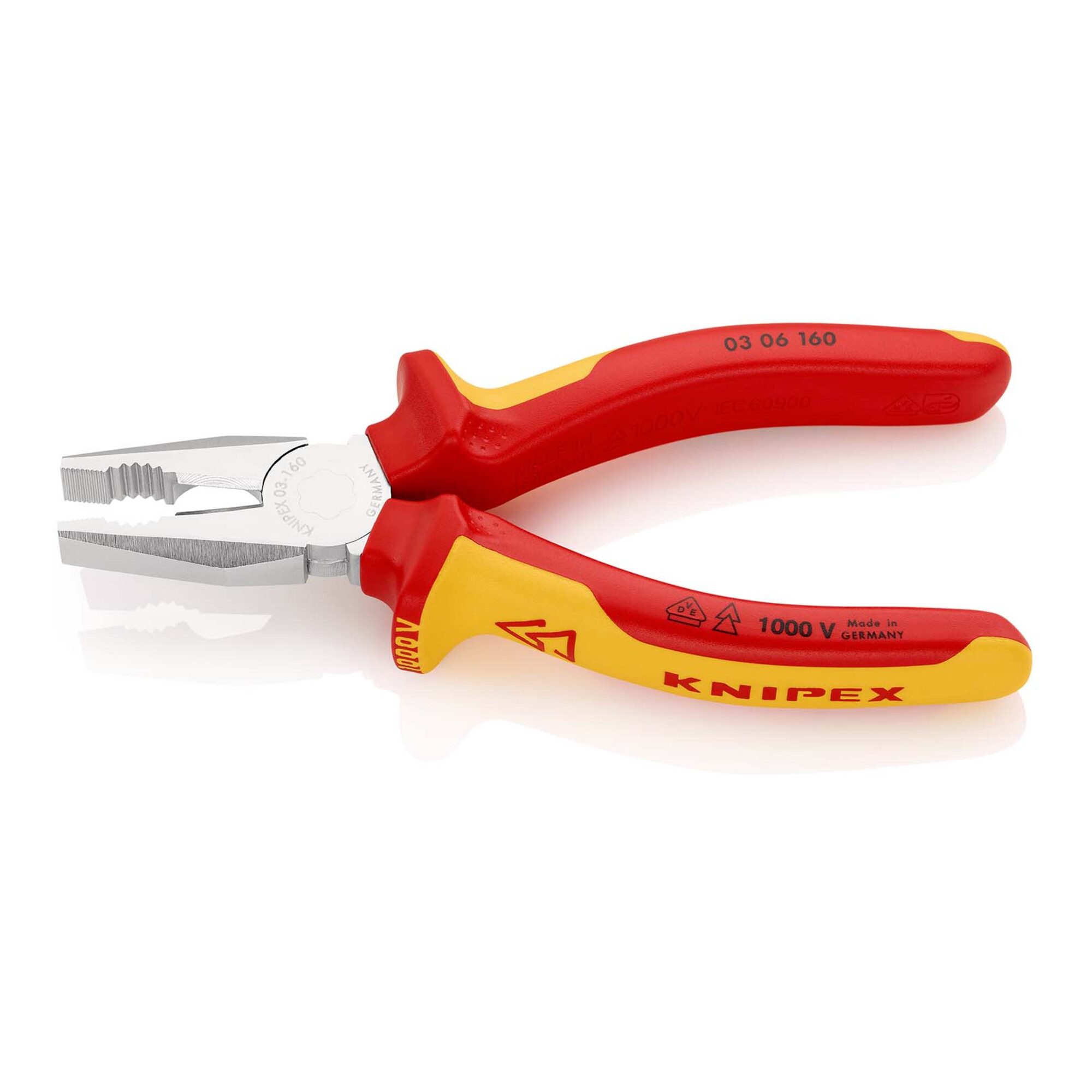 Knipex Kombizange KNIPEX 03 06 160 Kombizange isoliert mit Mehrkomponenten-Hüllen, VDE-g