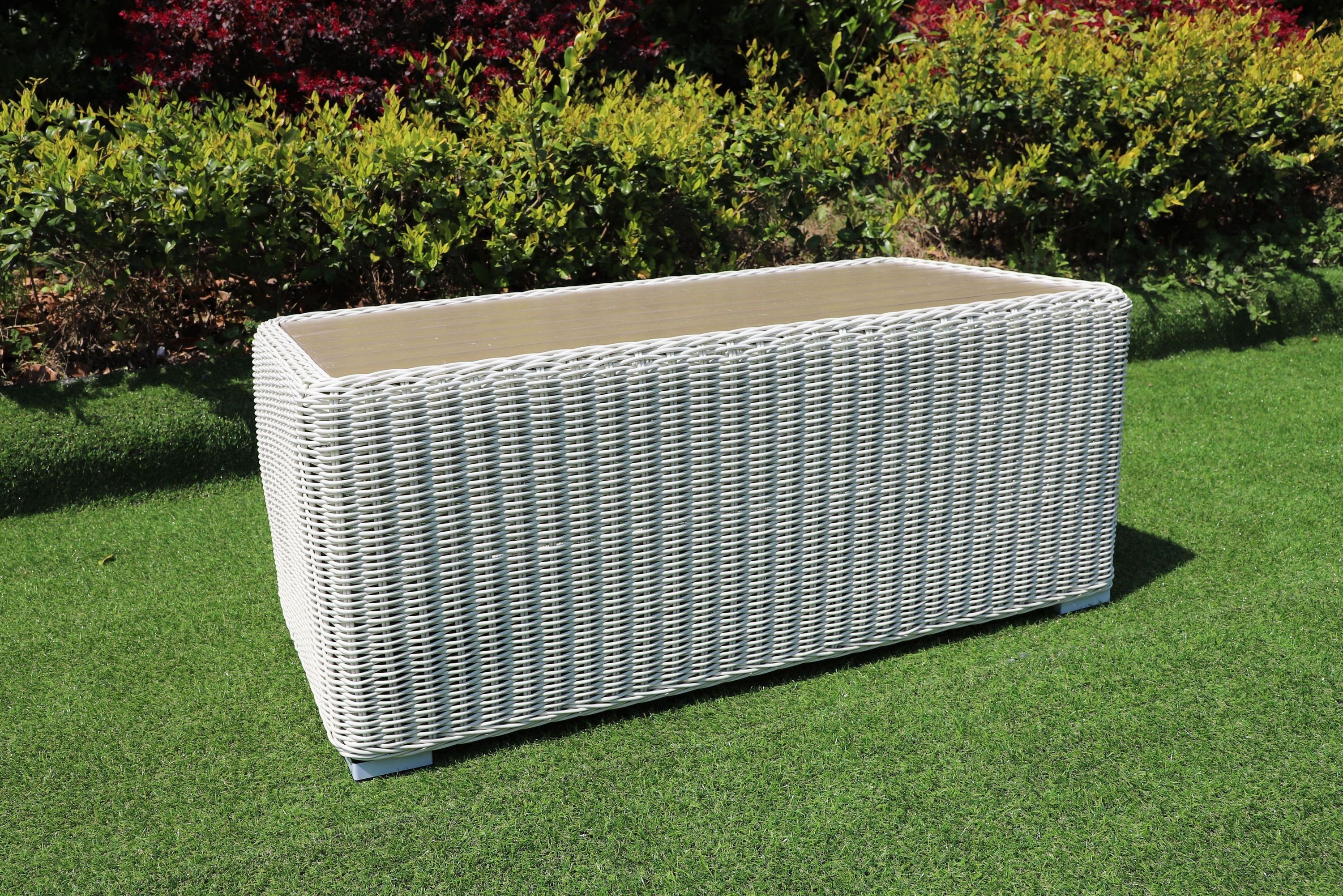 Eierschalenweiß Gartentisch Lounge Couchtisch VITA LebensWohnArt rundes Polyrattan