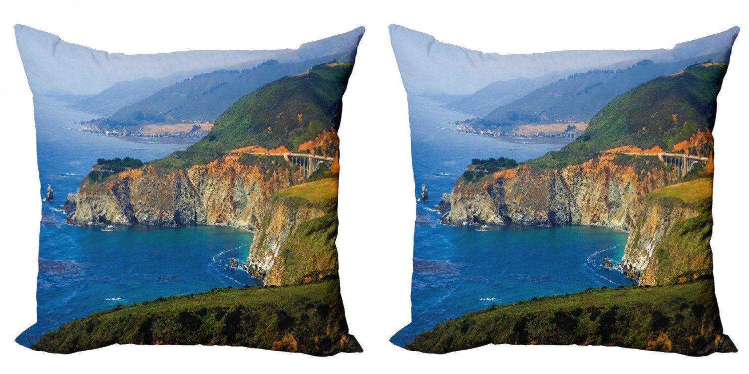 Kissenbezüge Modern Accent Doppelseitiger Digitaldruck, Abakuhaus (2 Stück), Big Sur California Coast Mountains