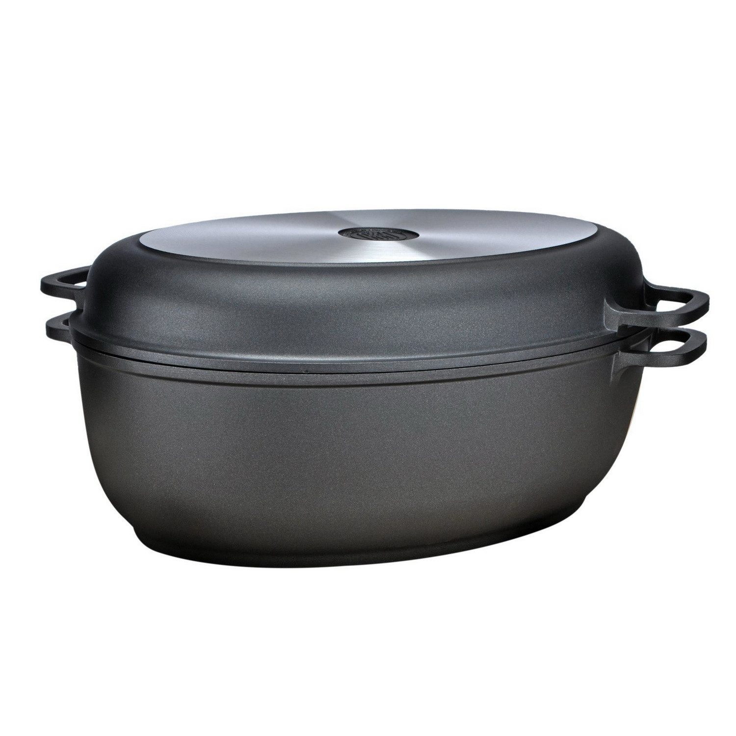 Haushalt International Bräter 2in1 Backofen-Brattopf "Cherware" Backofentopf Kochtopf, Aluminiumguss, Deckel als Grillpfanne nutzbar – Bild 4 von 5
