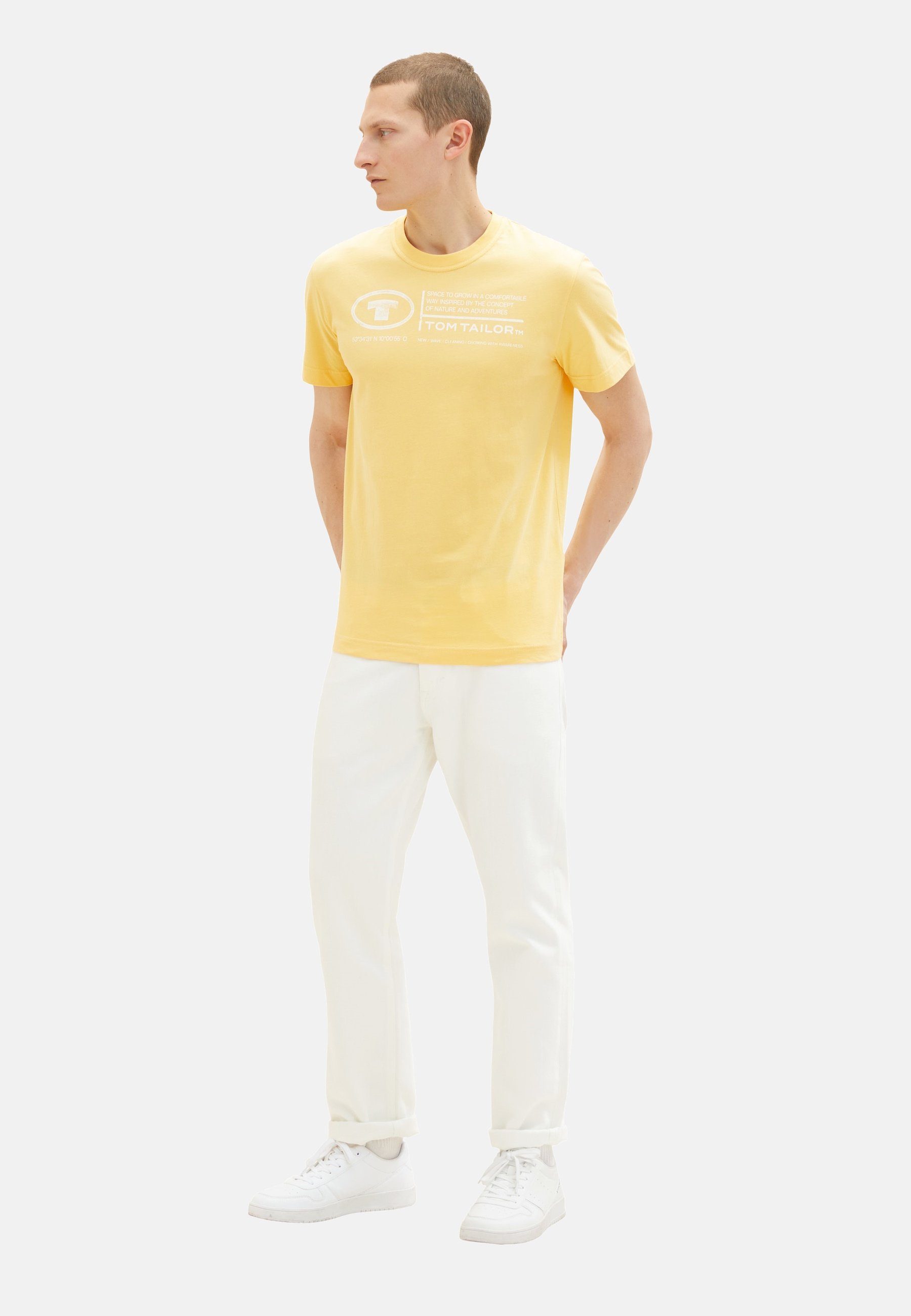 TOM (1-tlg) Kurzarmshirt T-Shirt gelb TAILOR T-Shirt