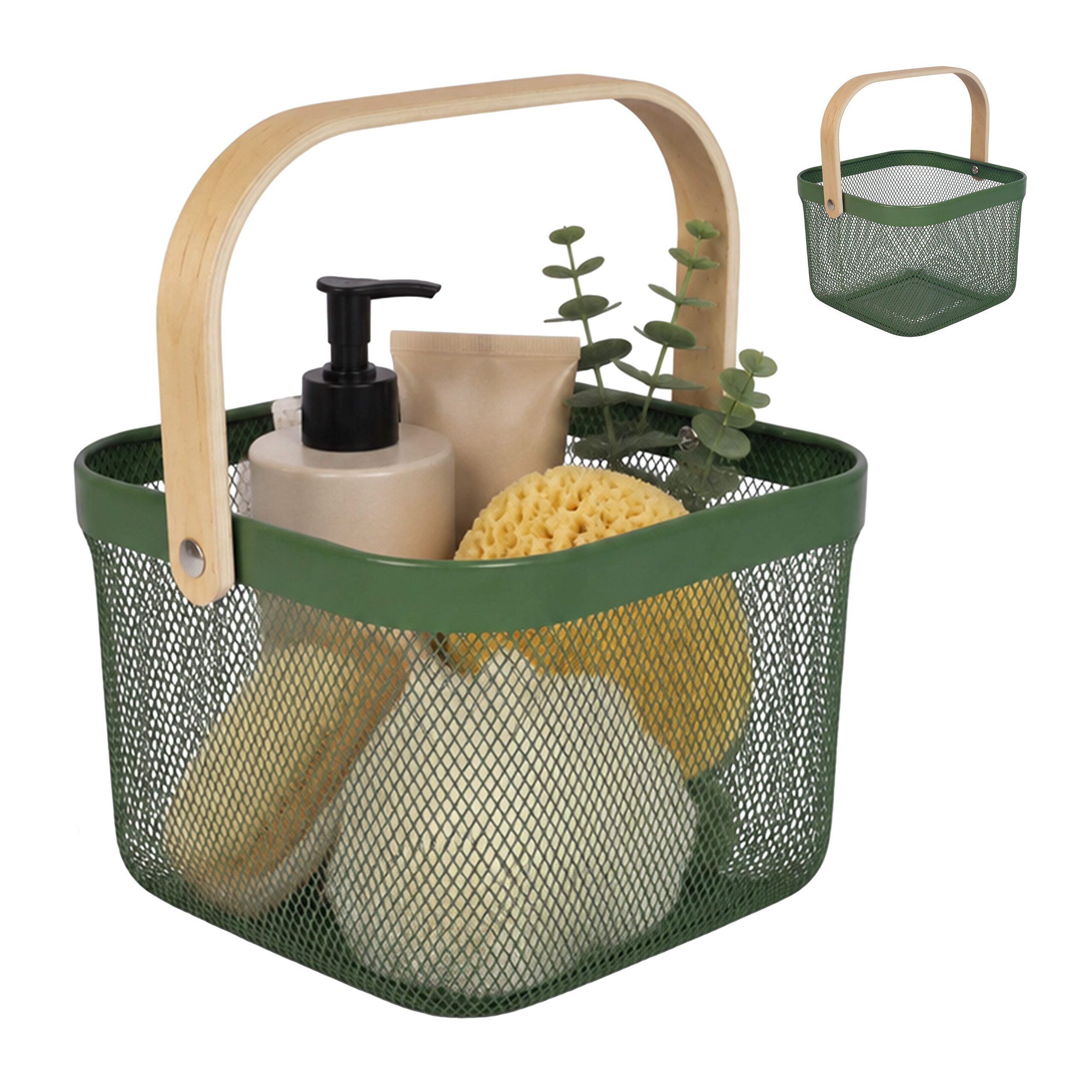 relaxdays Aufbewahrungskorb Drahtkorb mit Henkel im 2er Set (Set, 2 St., 2er Set), Mint