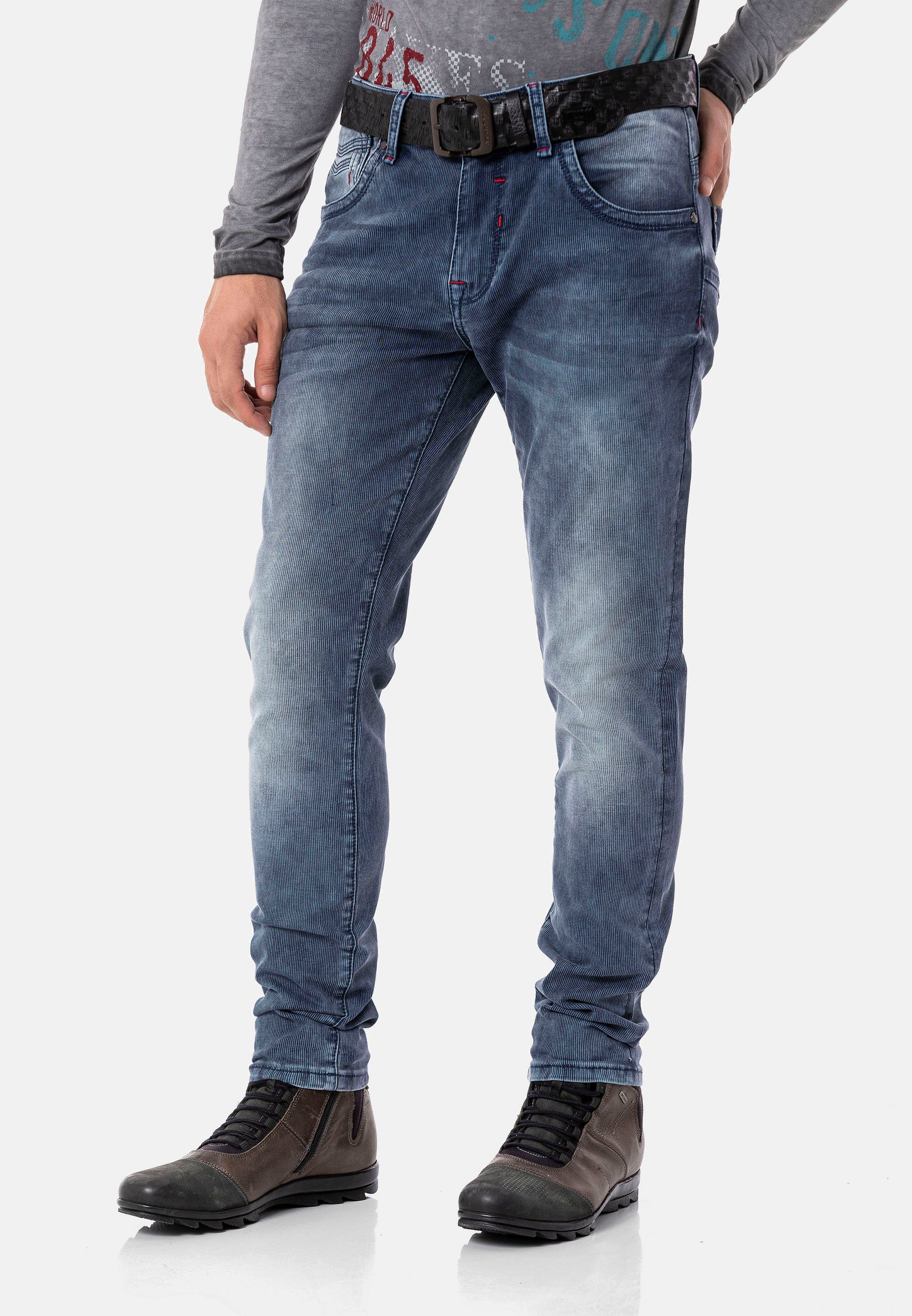 Cipo & Baxx Straight-Jeans stilvollem in blau Cord-Design