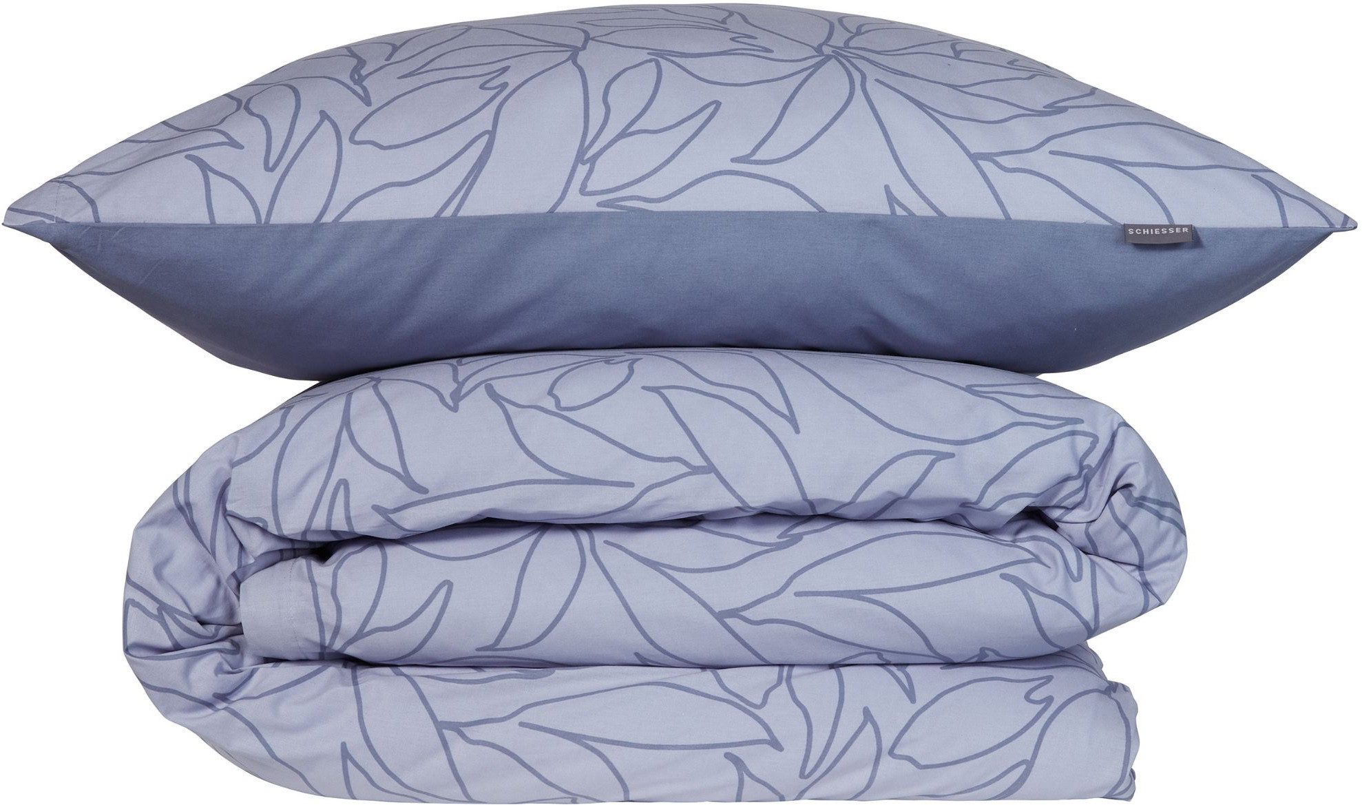 Schiesser Wendebettwäsche Leaves aus weicher Baumwolle mit schlichtem Botanikprint, Renforcé, 2 teilig, OEKO-TEX® MADE IN GREEN