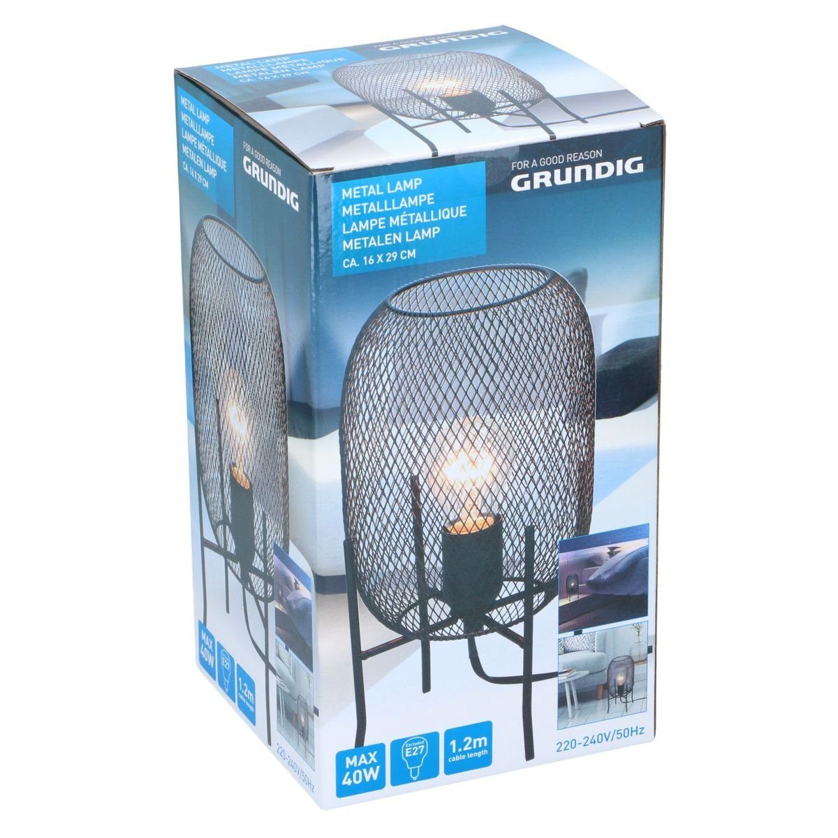 Grundig Lampenschirm Grundig Metalllampe ca. 16 x 29 cm in schwarz dekorative Stehlampe, Spannung ca. 220 - 240 V ~ 50 Hz