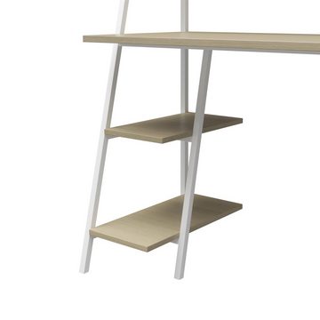 loft24 Schreibtisch Bushwick, Leiter Schreibtisch aus Holzwerkstoff mit Metallgestell