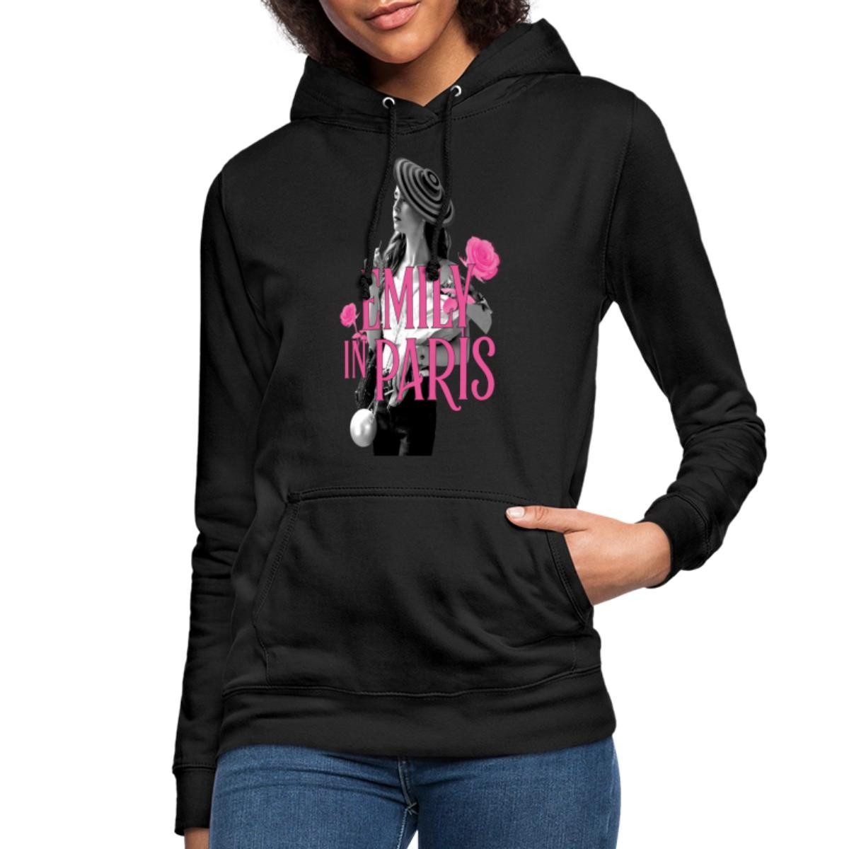 Spreadshirt Hoodie Emily In Paris Emily Logo Mit Rosen Damen Hoodie (1-tlg)