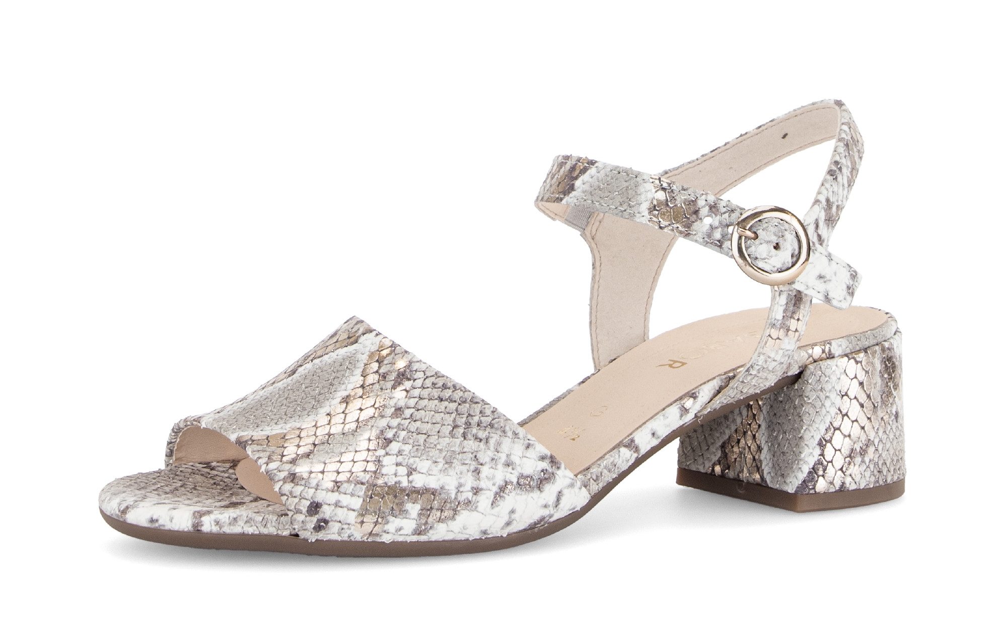 Gabor Tunis Sandalette Blockabsatz, Sommerschuh in Schlangenoptik, Weite G (weit)