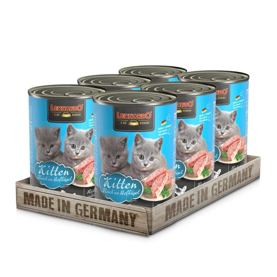 Leonardo Catfood Kitten - getreidefreies Nassfutter für Kätzchen bis 1 Jahr 6x400g, Nassfutter für: Katzen