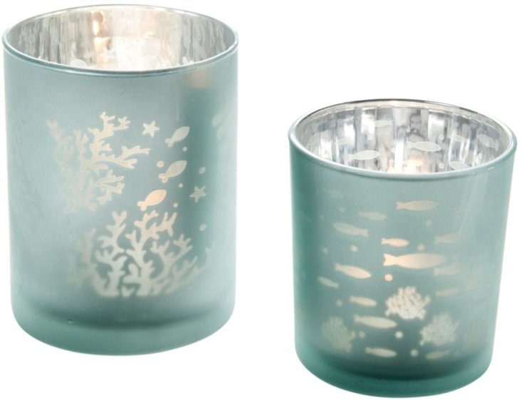 Teelichthalter »Mare« (Set, 2 Stück), aus Glas, Höhe ca. 8 cm + 10 cm-HomeTrends