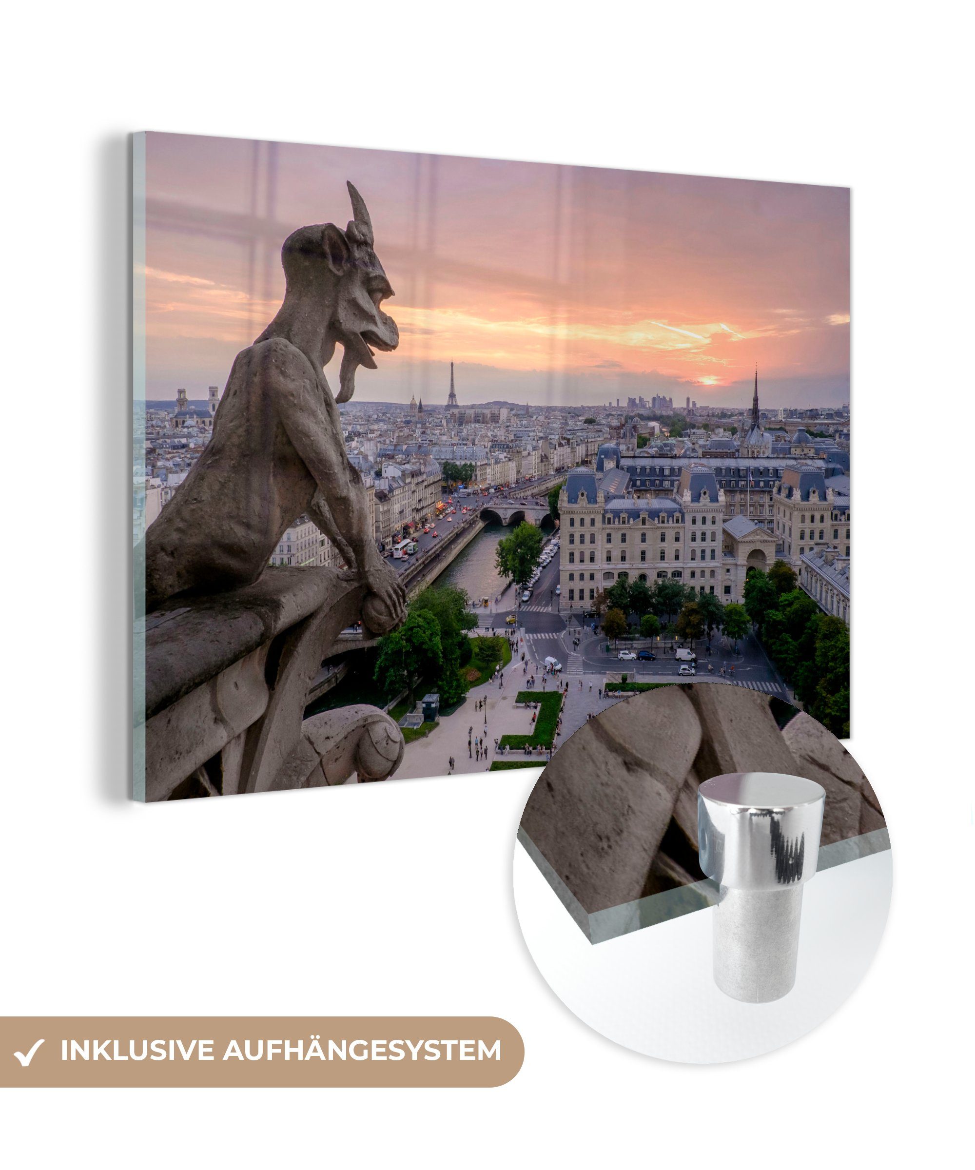 MuchoWow Acrylglasbild Notre Dame - Paris - Frankreich, (1 St), Acrylglasbilder Wohnzimmer & Schlafzimmer