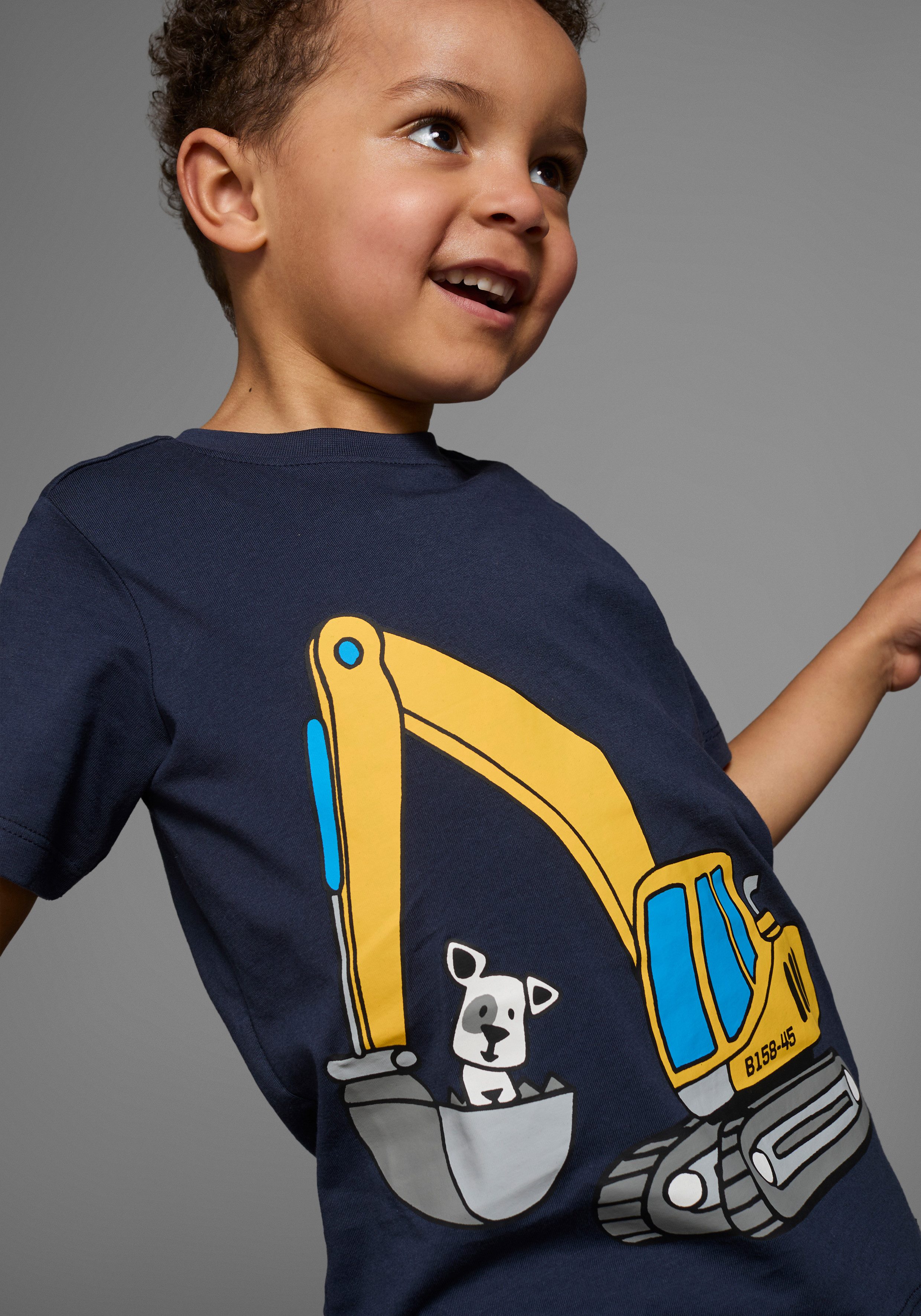 KIDSWORLD T-Shirt Kurzarm, Basic-Passform, mit stylischem Druck, mit Rippbündchen