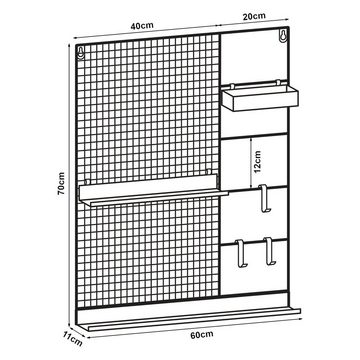 en.casa Wandregal, »Westre« Wandgitter 70x60x11cm Metall Schwarz