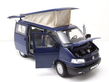 Schuco Modellauto VW T4 b Westfalia Camping Bus mit Hochstelldach 1990 blau Modellauto, Maßstab 1:18