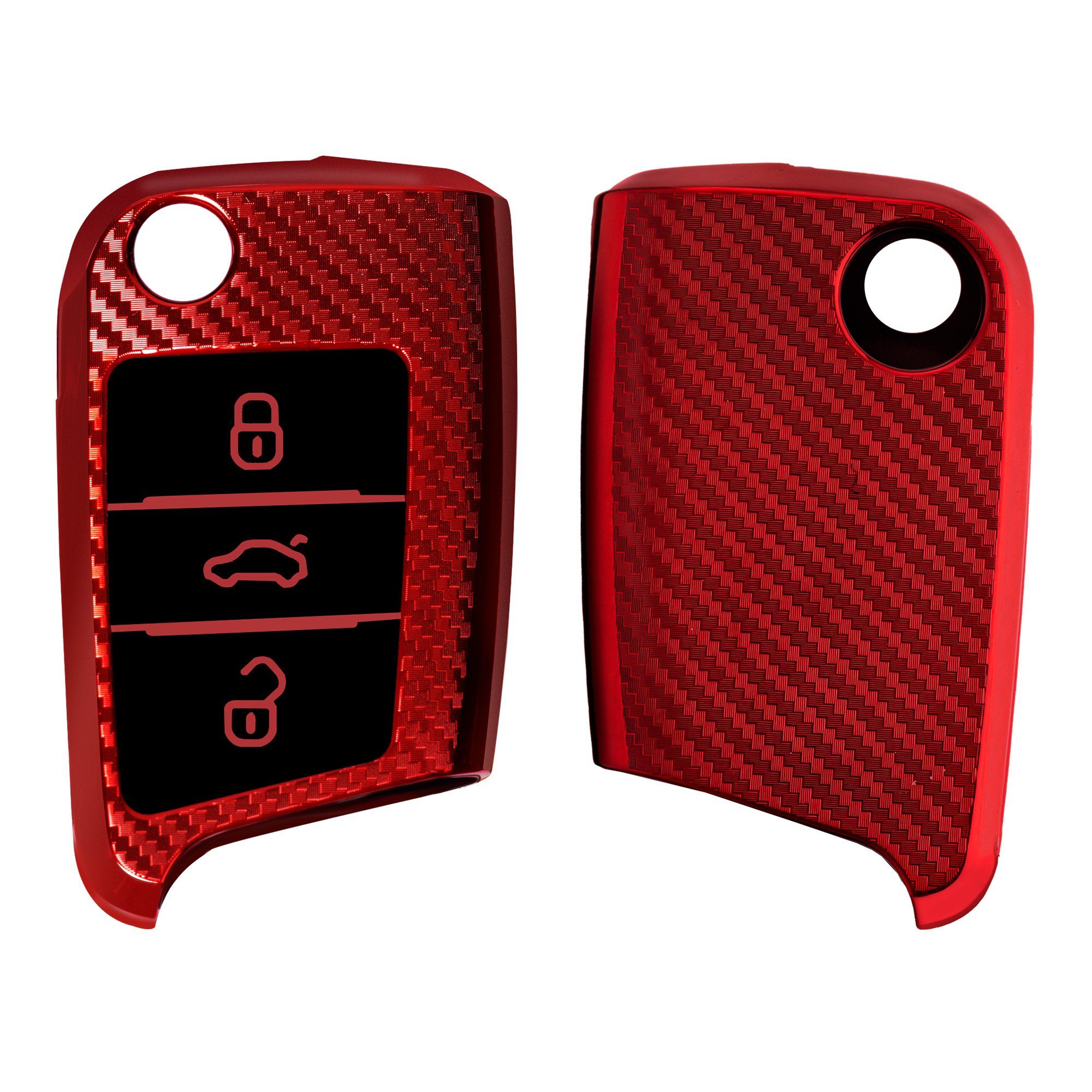 Autoschlüssel Schlüsselhülle Hülle Rot 7 TPU für VW MK7, Golf Schlüsseltasche kwmobile
