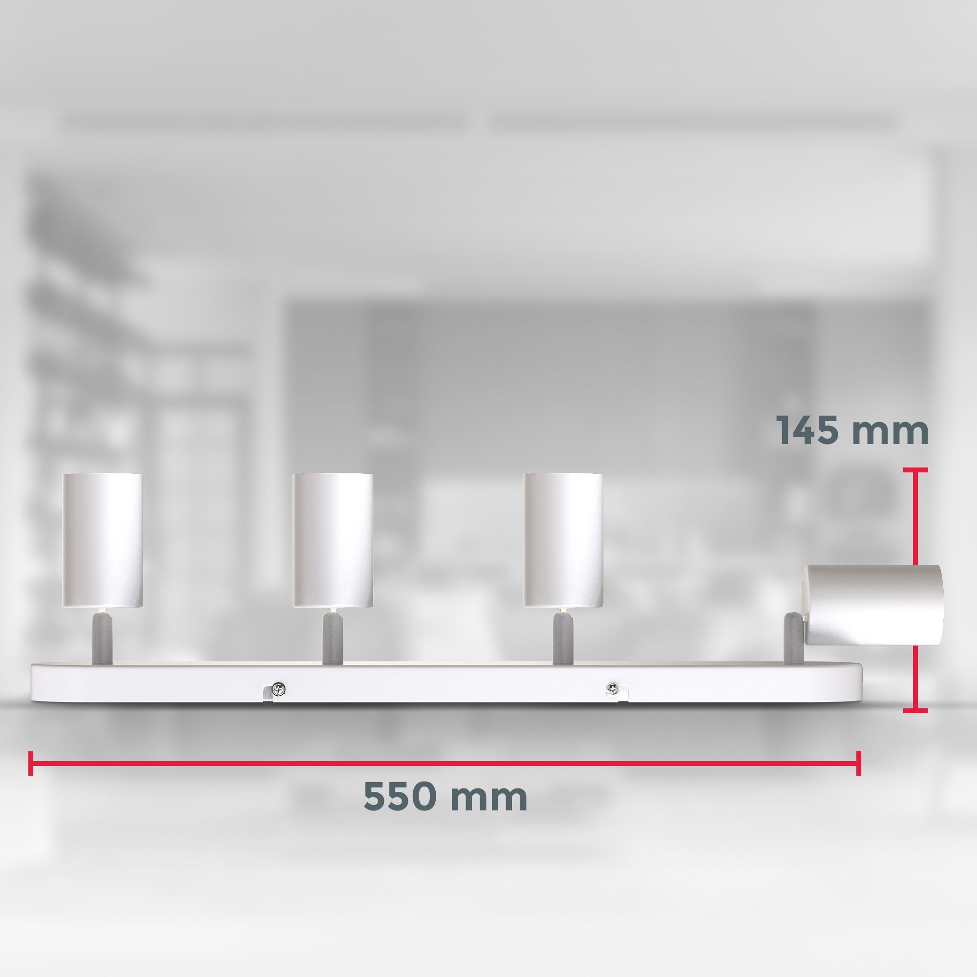 Drehbar, ohne 5W), 4-Flammig, GU10-Fassung, Deckenspots Leuchtmittel (max. Deckenlampe Schwenkbar, ohne Spotlampe, BK_DS1457 B.K.Licht Weiß, Leuchtmittel,