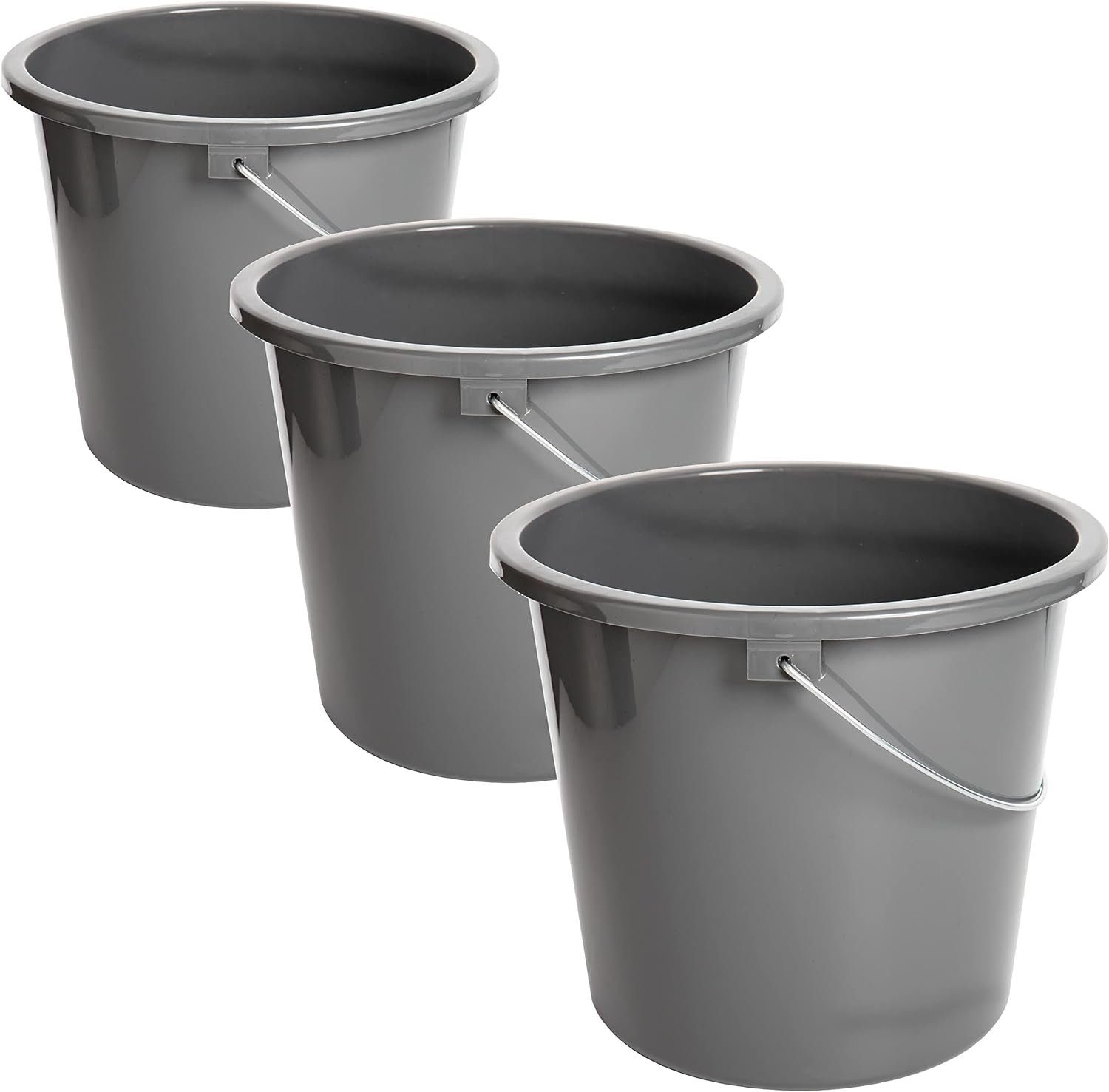2friends Baueimer 3er Set Ведро для очистки 10l mit Messskala, (10 Liter grau), mit Metallgriff grau, langlebig, vielseitig und robust