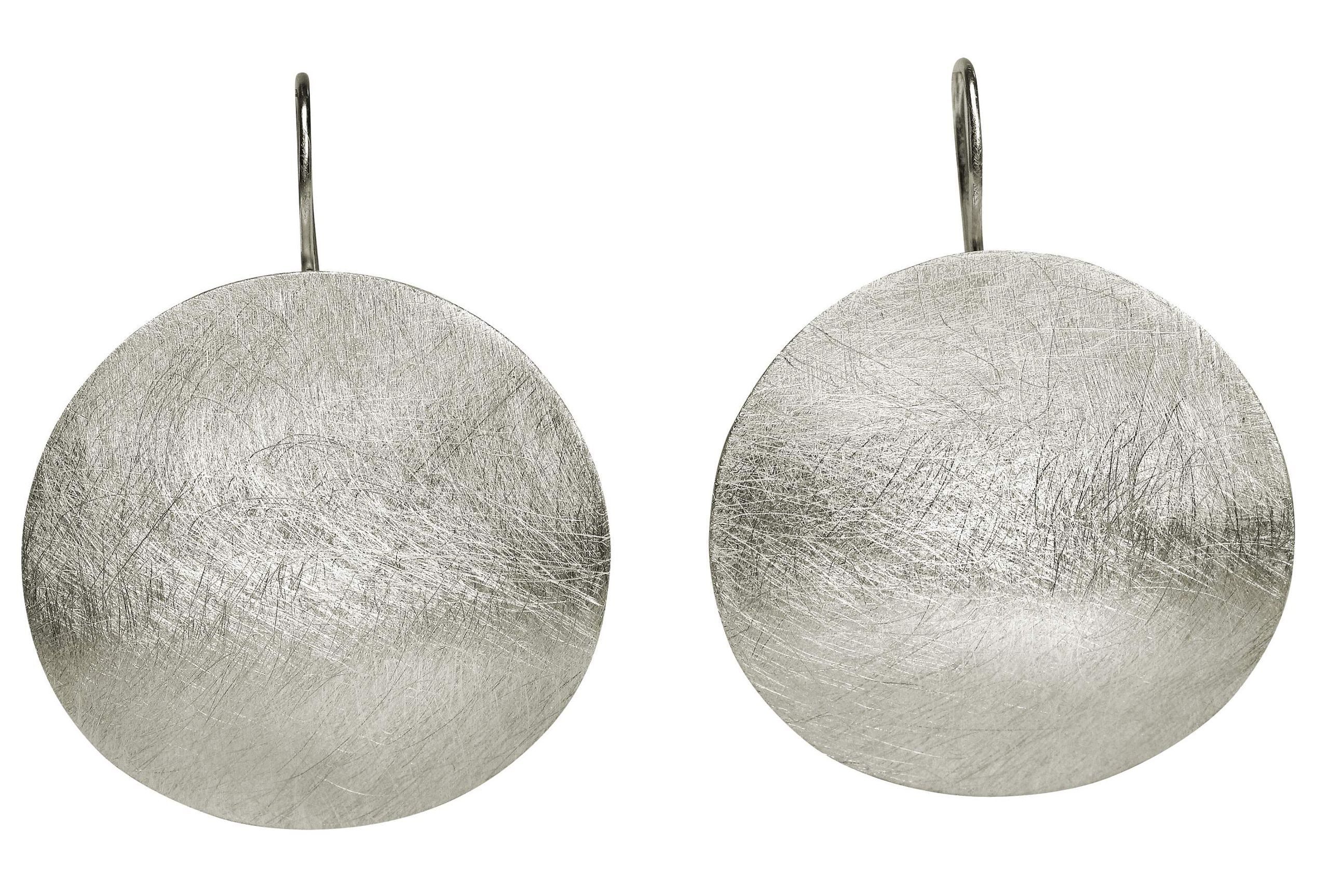 SILBERMOOS Paar Ohrhänger Klassische runde Ohrhänger mit eisgekratzter Oberfläche, 925 Sterling Silber