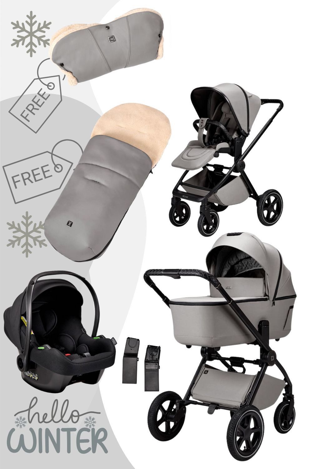 Moon Kombi-Kinderwagen Gio 2.0 Kinderwagen Winterset inkl. gratis Handmuff/Fußsack