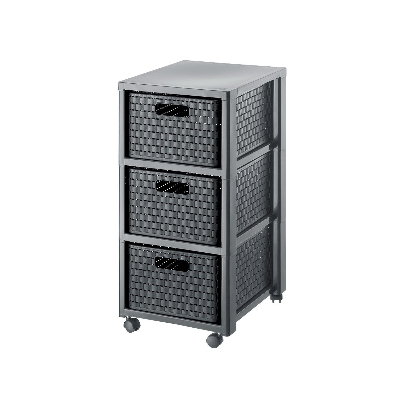 ROTHO Aufbewahrungsbox Country Rollcontainer mit 3 Schubladen in Rattan-Opt günstig online kaufen