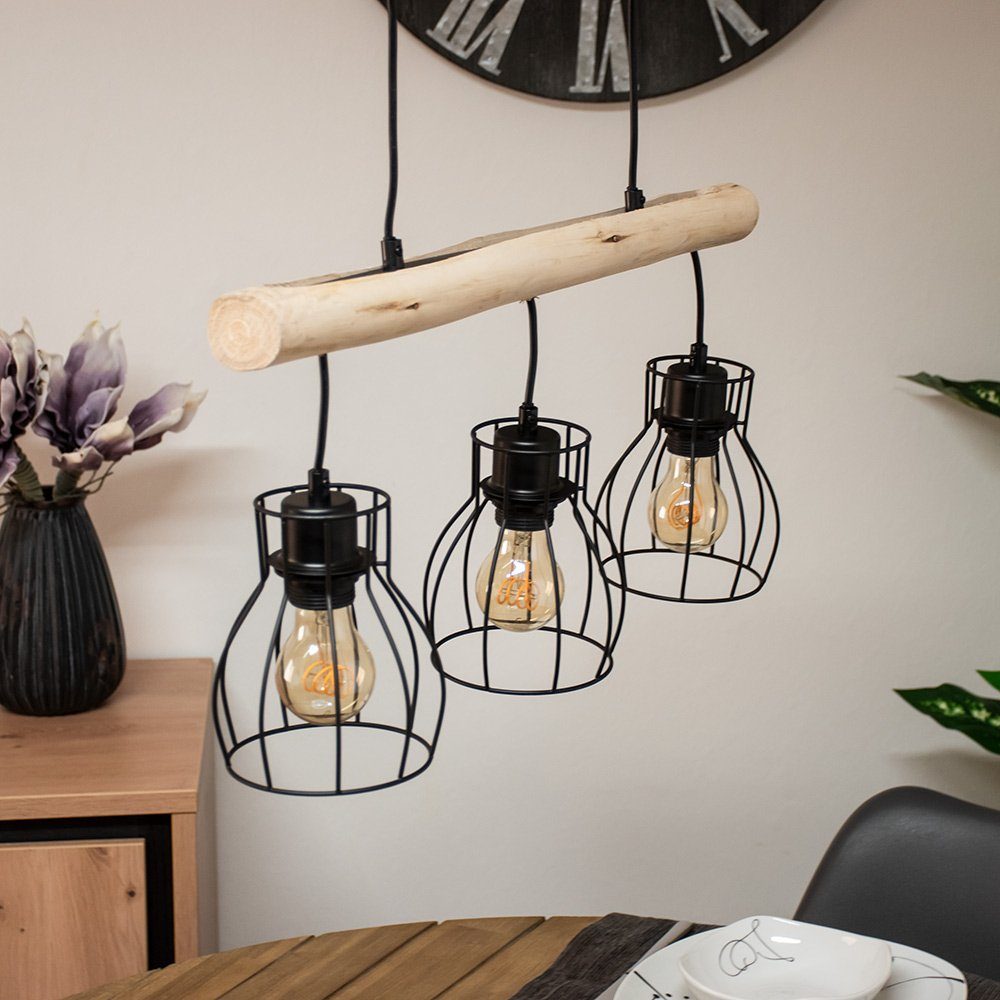 etc-shop Hängeleuchte, Holz Design Lampenschirmen Gitter mit Hängeleuchte