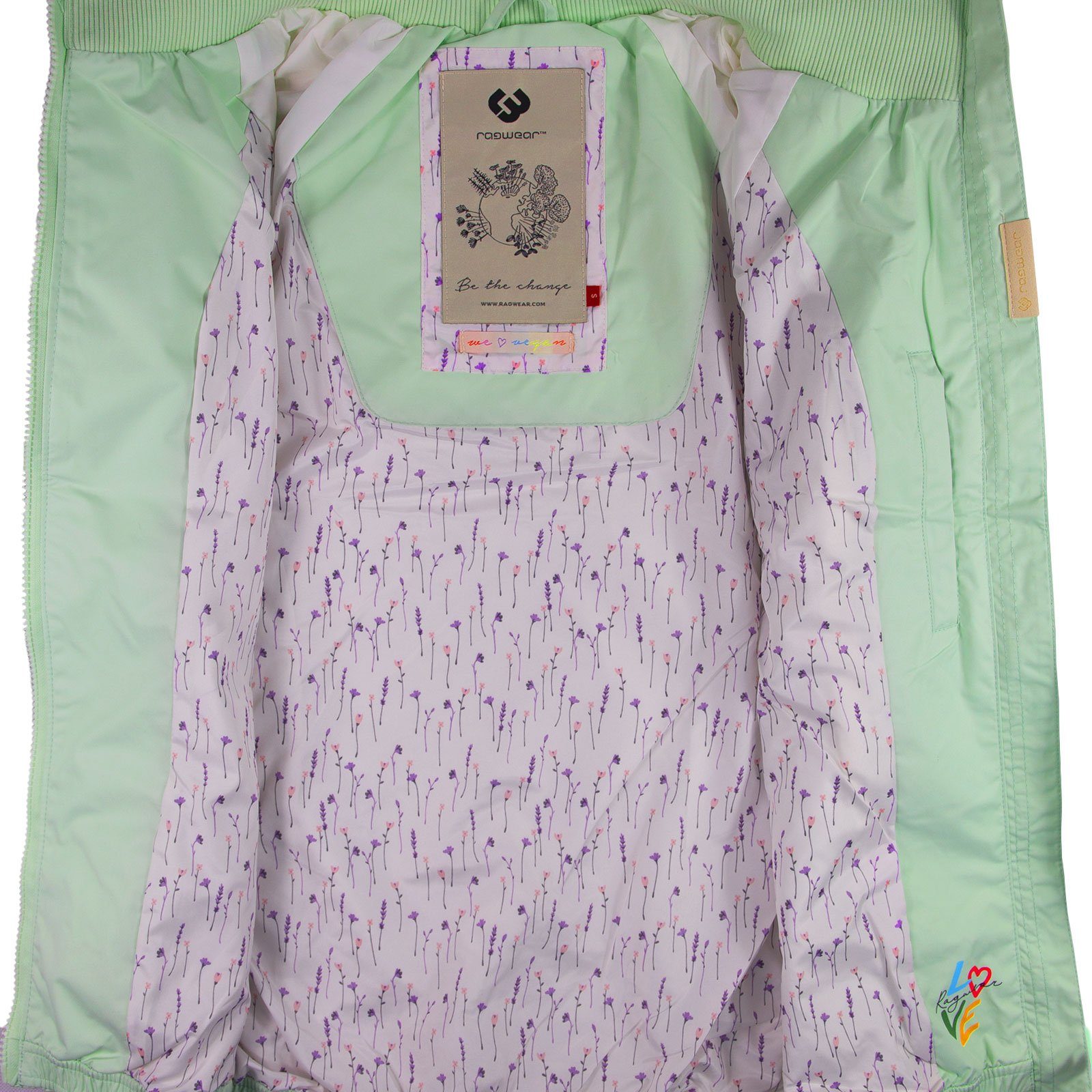 mint blumigem Ragwear Dizzie Innenfutter 5045 Regenjacke wasserabweisend und mit light