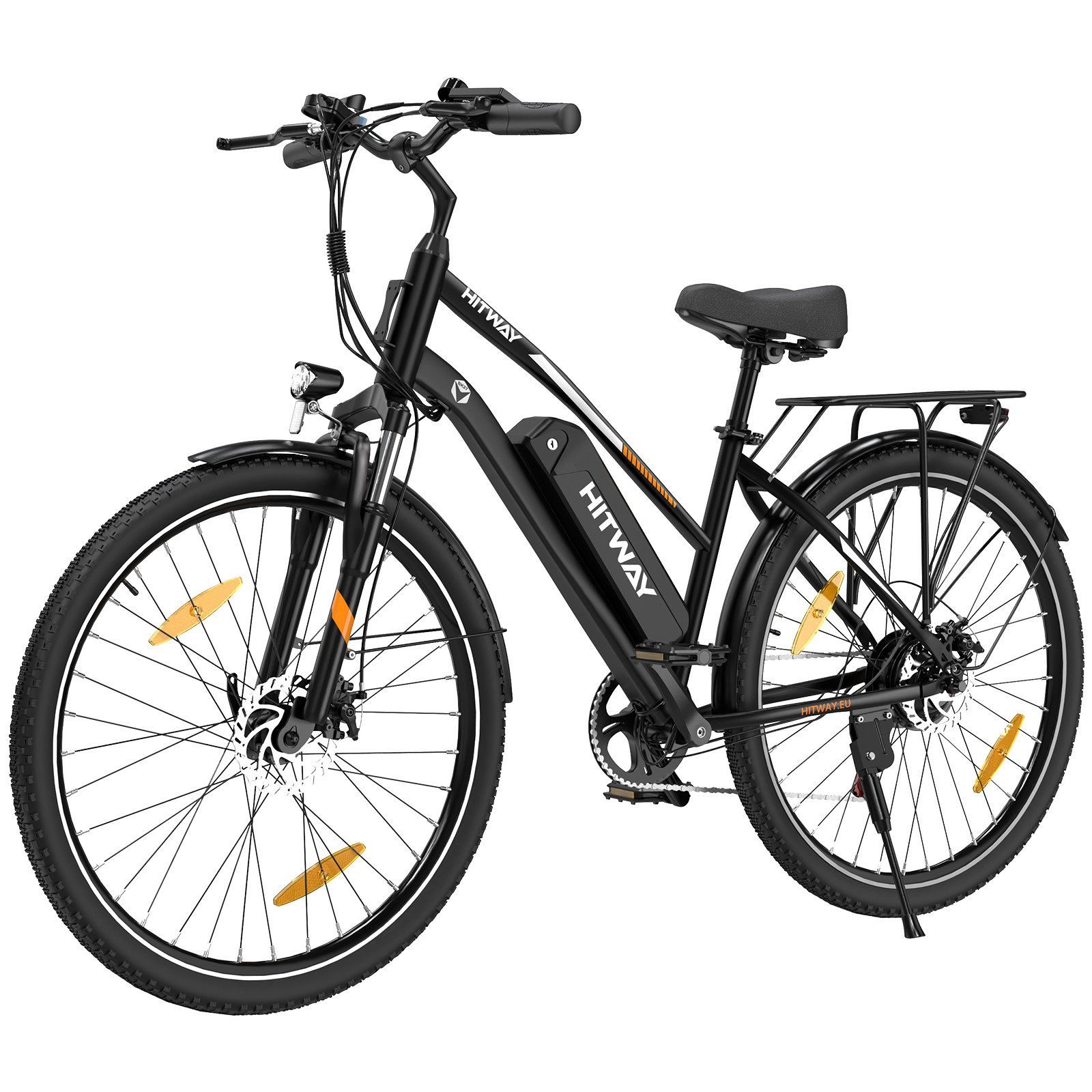 HITWAY E-Bike Cityrad 28 Zoll Elektrofahrrad für Damen Herren bis 50-100km 13Ah Akku, 7 Gang shimano shimano Schaltwerk, Kettenschaltung, Heckmotor, 468 Wh, Pedelec E-Citybike für Erwachsener 170-190cm, mit Schloss, Pumpe