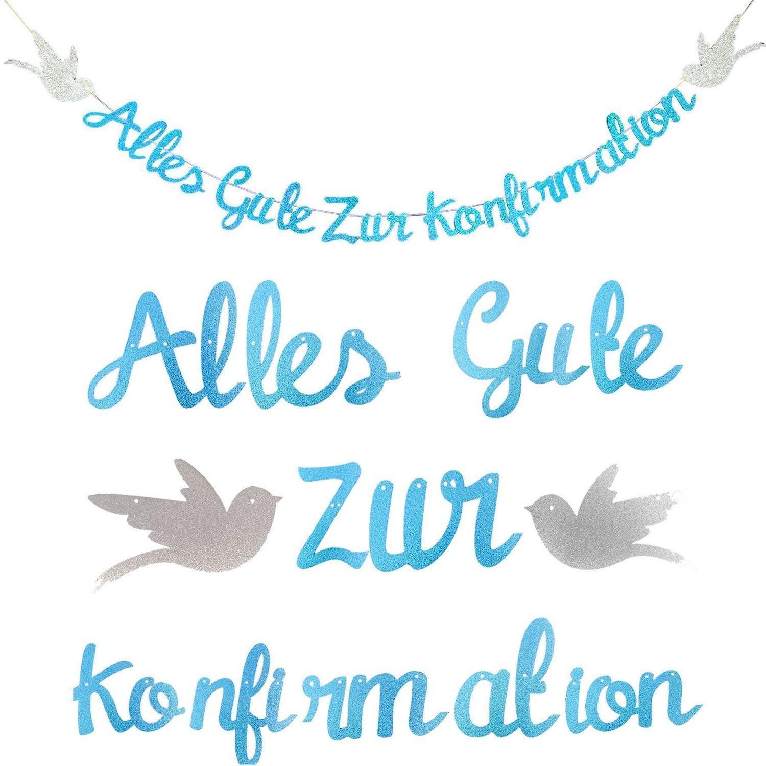 LuxusKollektion Girlande Konfirmation Girlande Alles Gute Gold Glitzer Blau
