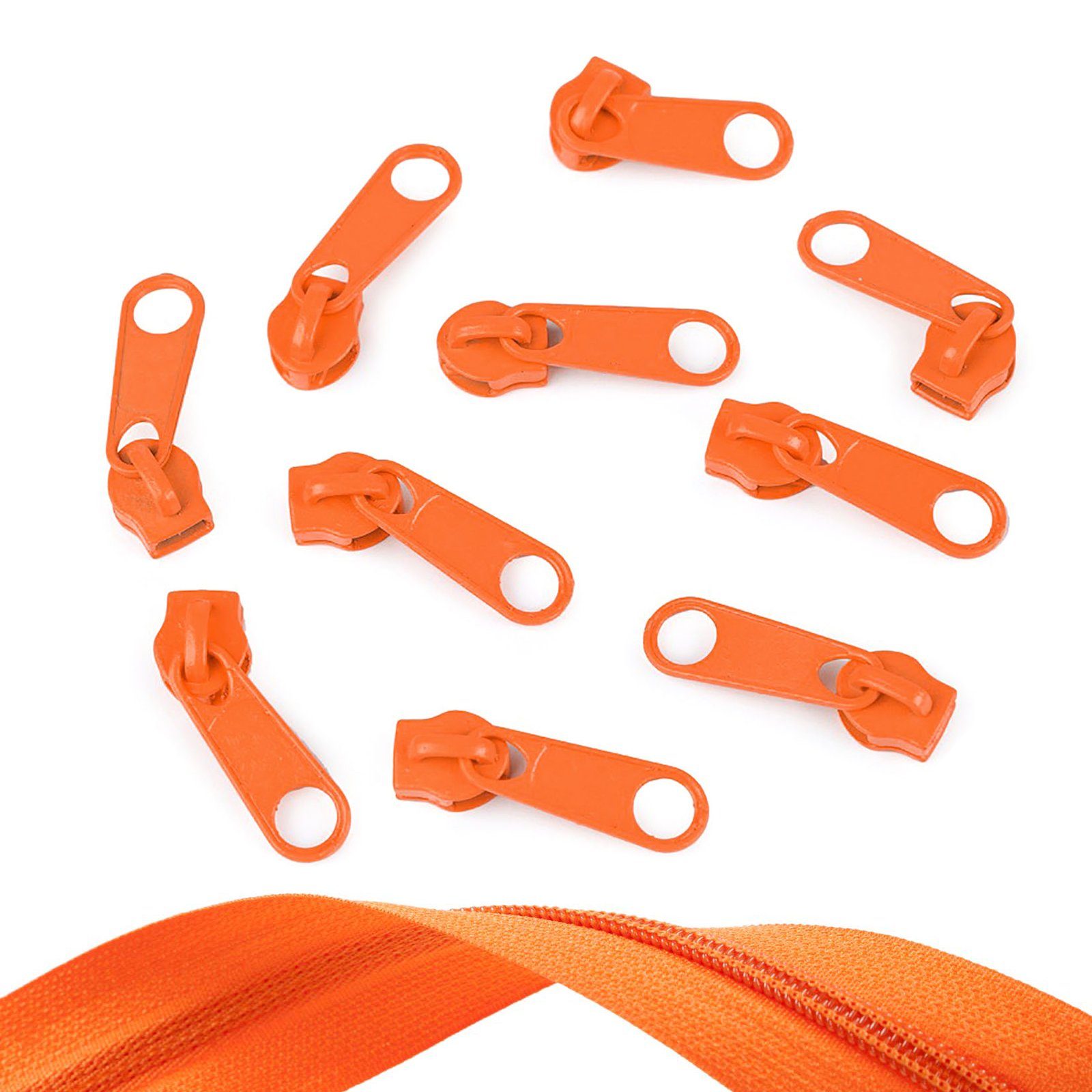 maDDma Reißverschluss 10 Reißverschluss Zipper für Endlosreißverschluss, 5mm, orange