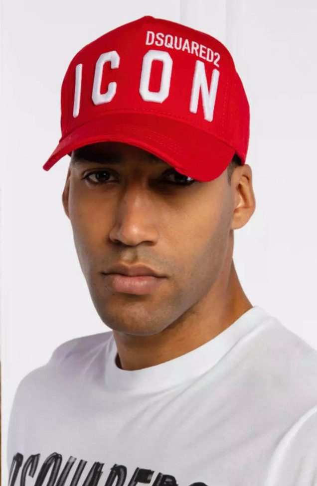 Dsquared2 Baseball Cap Basebalkappe Icon DSQ2 Logo Cap Kappe Mütze Mailand ansässiges Label mit leicht zerfetzt für einen Vintage-Look