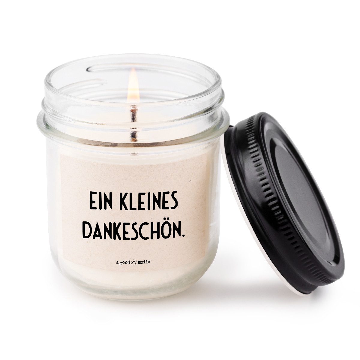 a good smile Stumpenkerze a good smile Kerze im Glas DANKE SCHÖN, 7x8cm