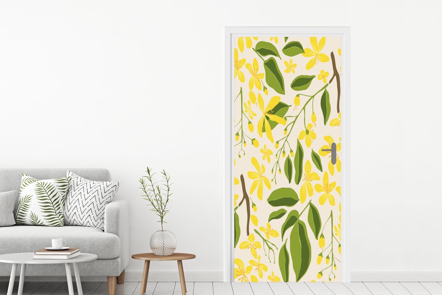 MuchoWow Türtapete Blume - Gelb für Tür, St), (1 bedruckt, 75x205 Muster, Türaufkleber, Matt, Fototapete - cm