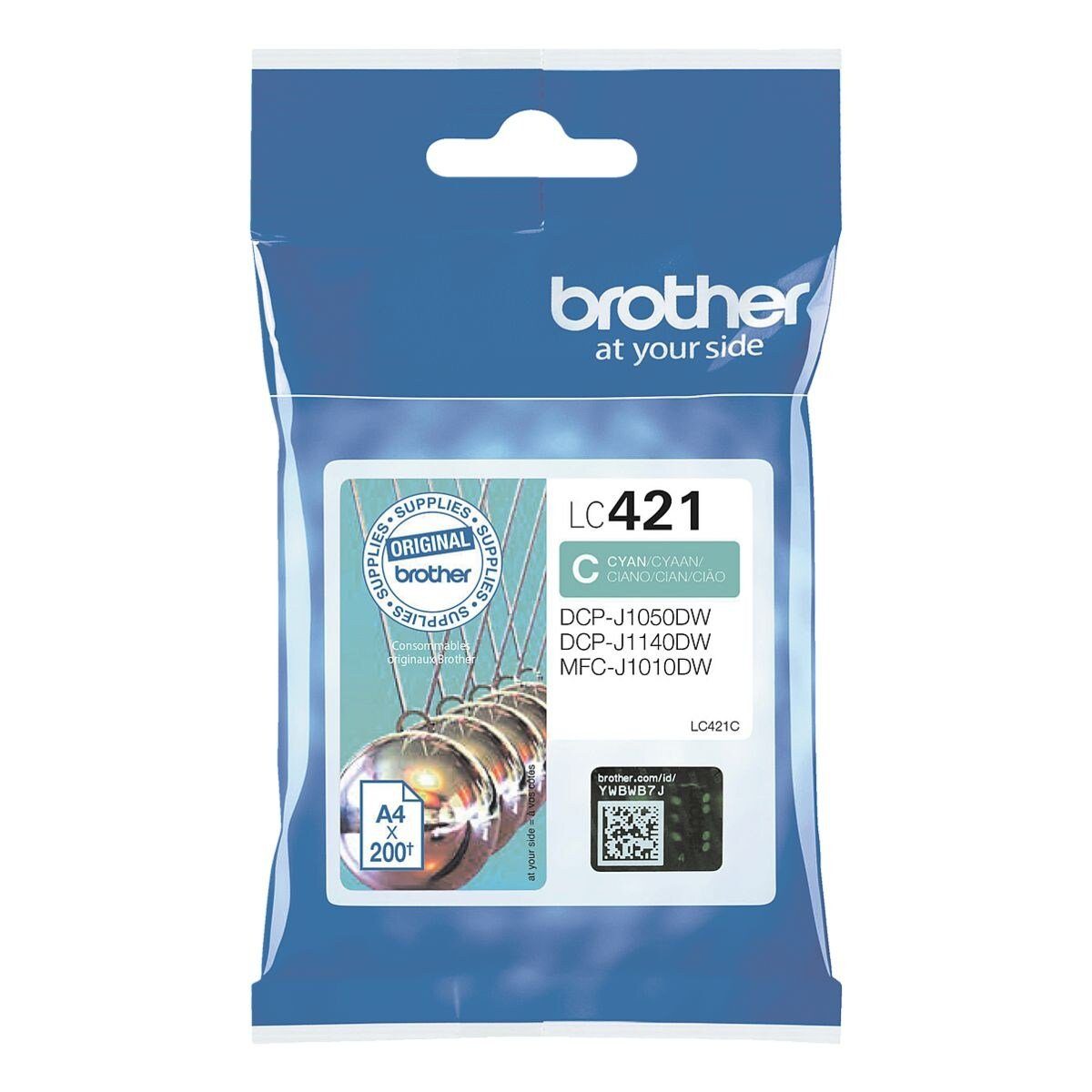 Brother LC-421C Tintenpatrone (1-tlg., Original Druckerpatrone, cyan)