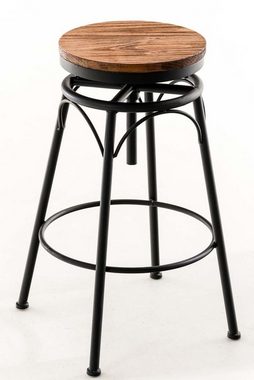 TPFLiving Barhocker Beam (mit angenehmer Fußstütze - Hocker für Theke & Küche), Tresenhocker mit 4-Fuß Gestell Metall schwarz - Sitzfläche: Holz