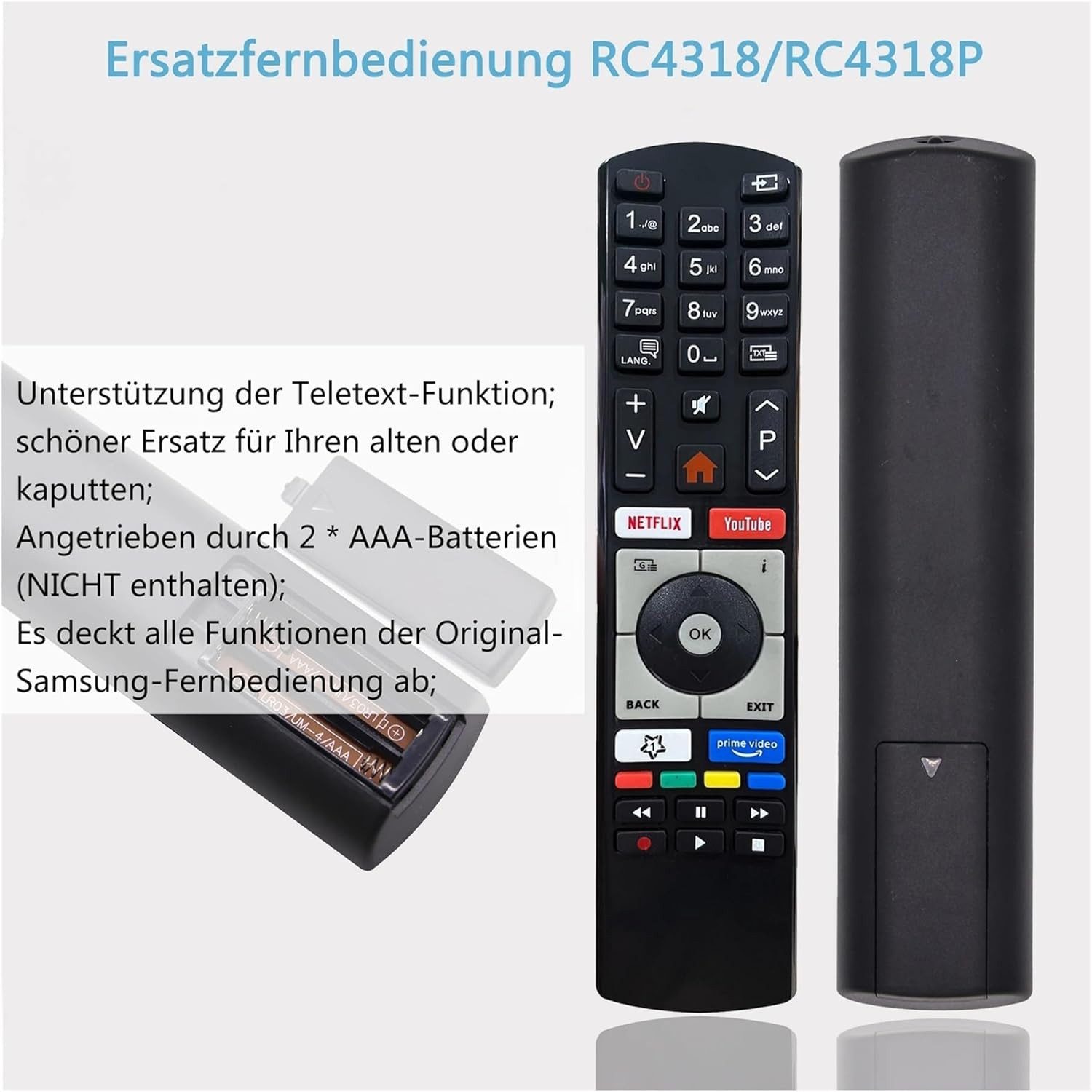 Mycotech Fernbedienung für Telefunken Hitachi Smart TV Fernseher Fernbedienung