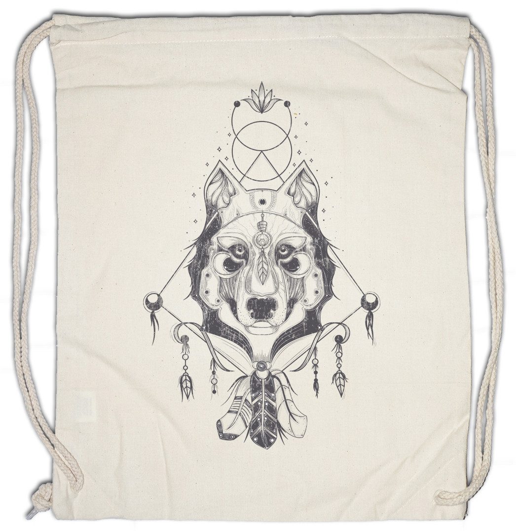 Turnbeutel Indian Wolf & Feathers Turnbeutel Native American Häuptling