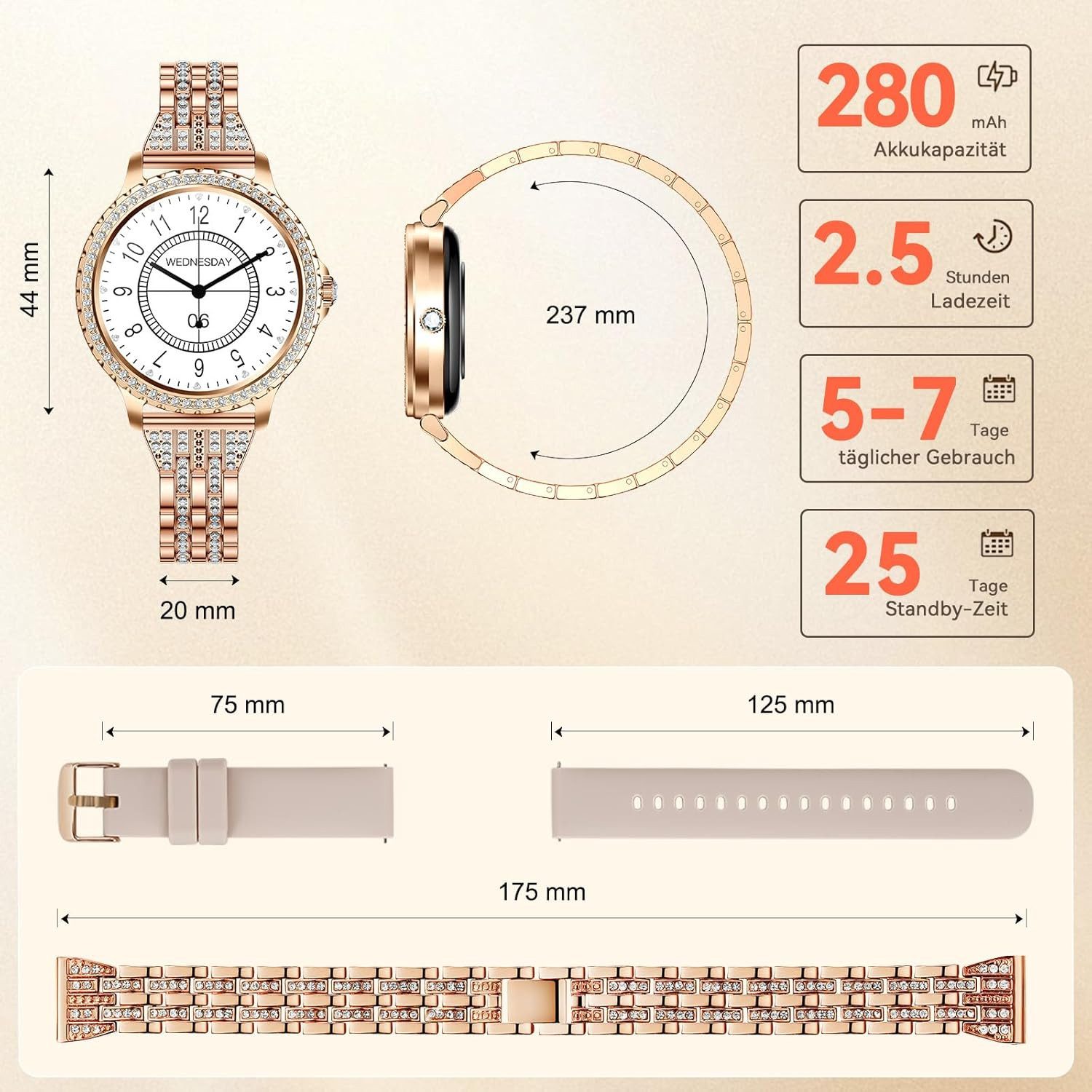 CIVO I58 Smartwatch (3,6 cm, android ios), Damen Smartwatch mit 1.32" HD Display, Bluetooth Anrufen