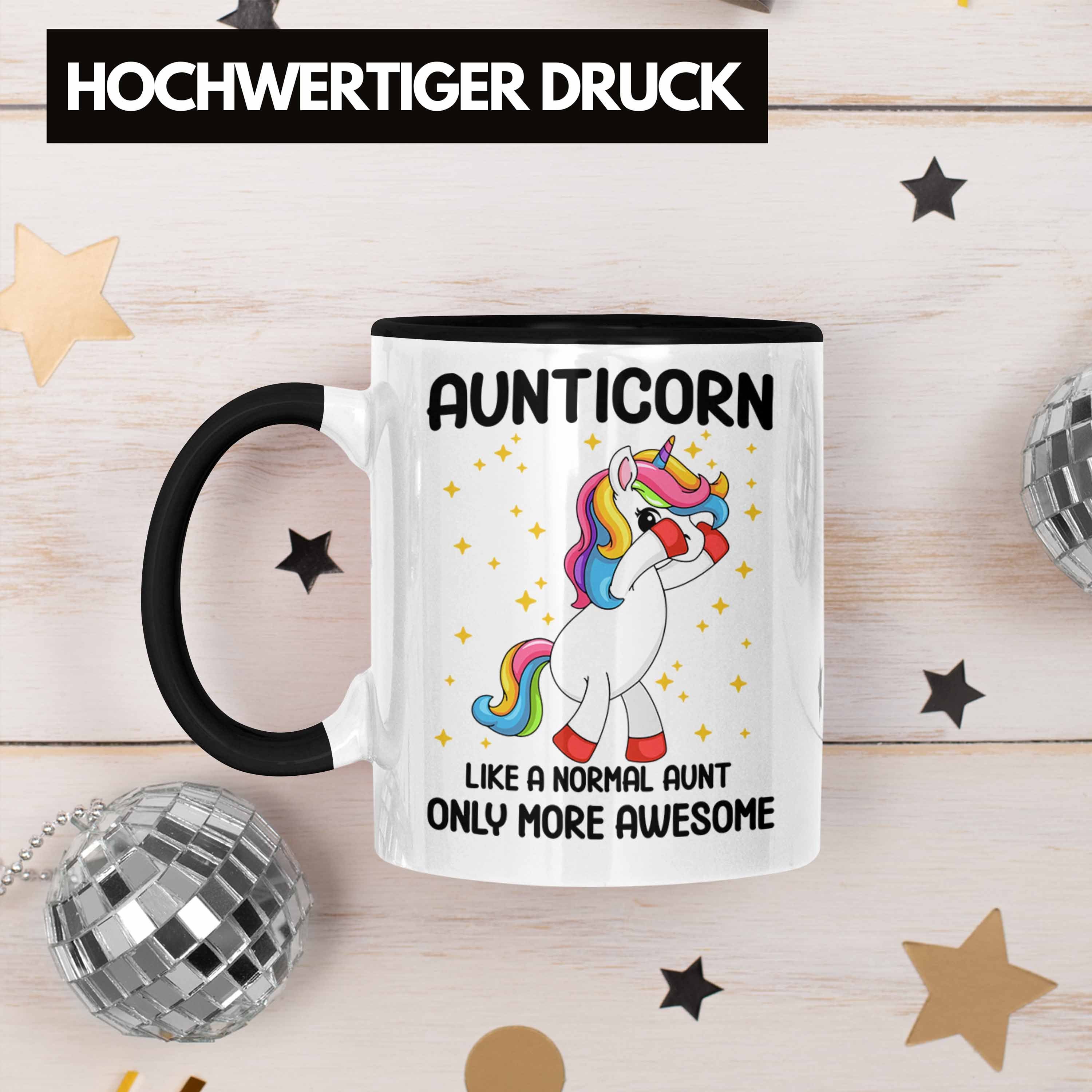 Trendation Tasse Trendation Tante Tante Geschenk Aunticorn Geschenkidee Tasse Kaffeetasse Schwarz Lustig Beste Geschenk 