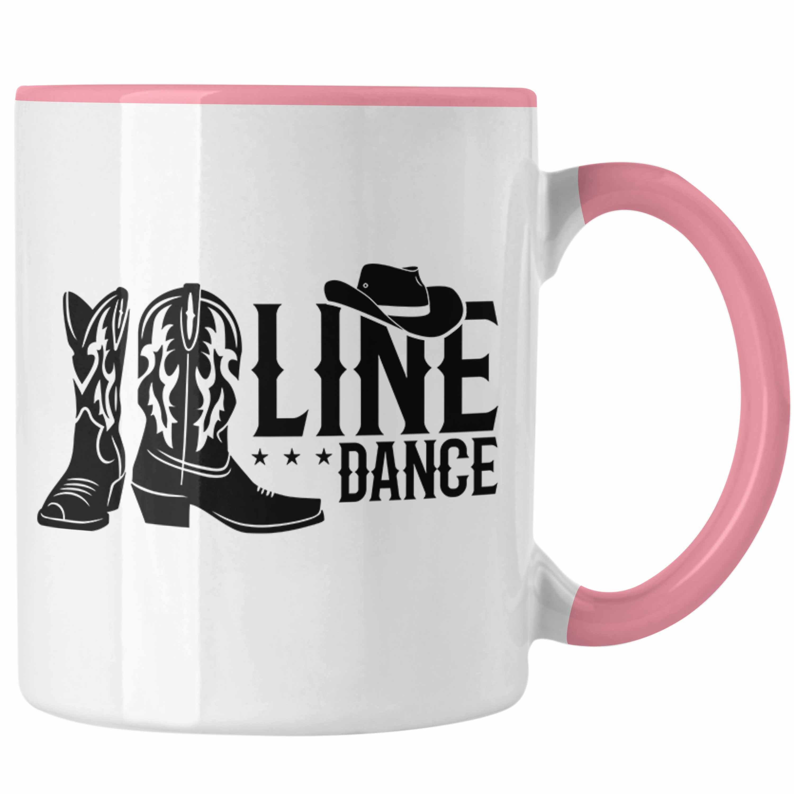 Trendation Tasse Line Dance Tasse Geschenk Spruch Linedance Kafffeetasse Spruch Rosa