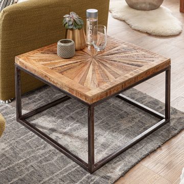 Wohnling Couchtisch WL5.951 (Mango Massivholz 55x40x55 cm Tisch Metallgestell), Wohnzimmertisch Quadratisch, Kaffeetisch Modern