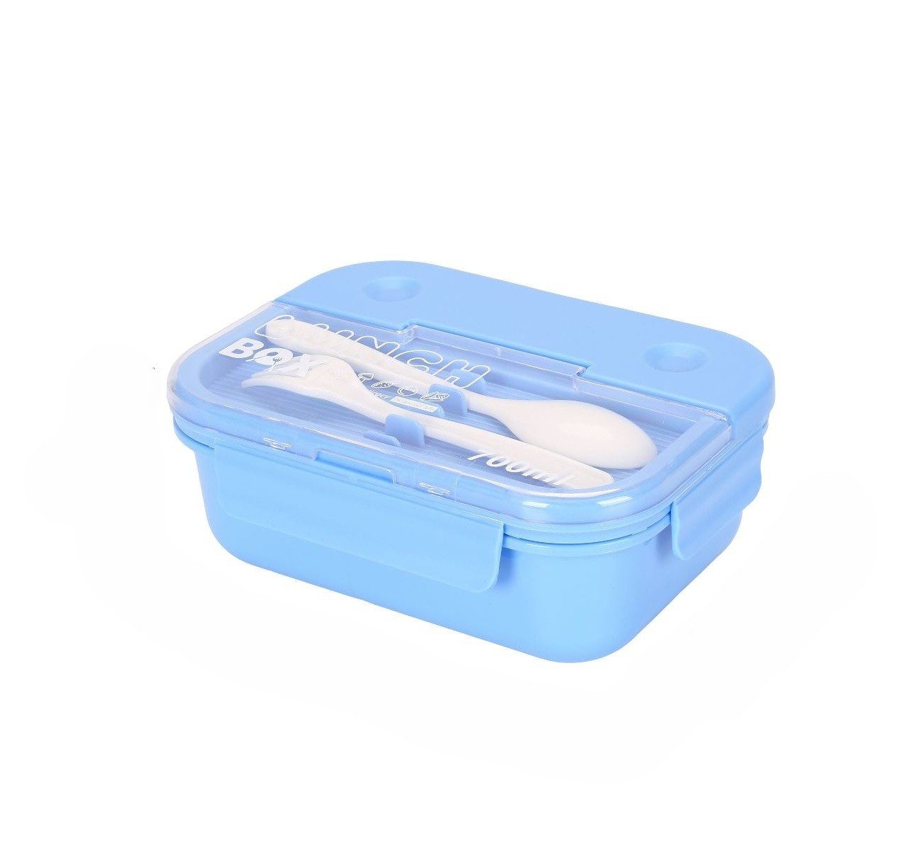Cheffinger Lunchbox mit Besteck 700 ml - Brotdose mit 3 Fächern für Schule & Büro, Kunststoff, (4-tlg), mit Löffel & Gabel, 700 ml